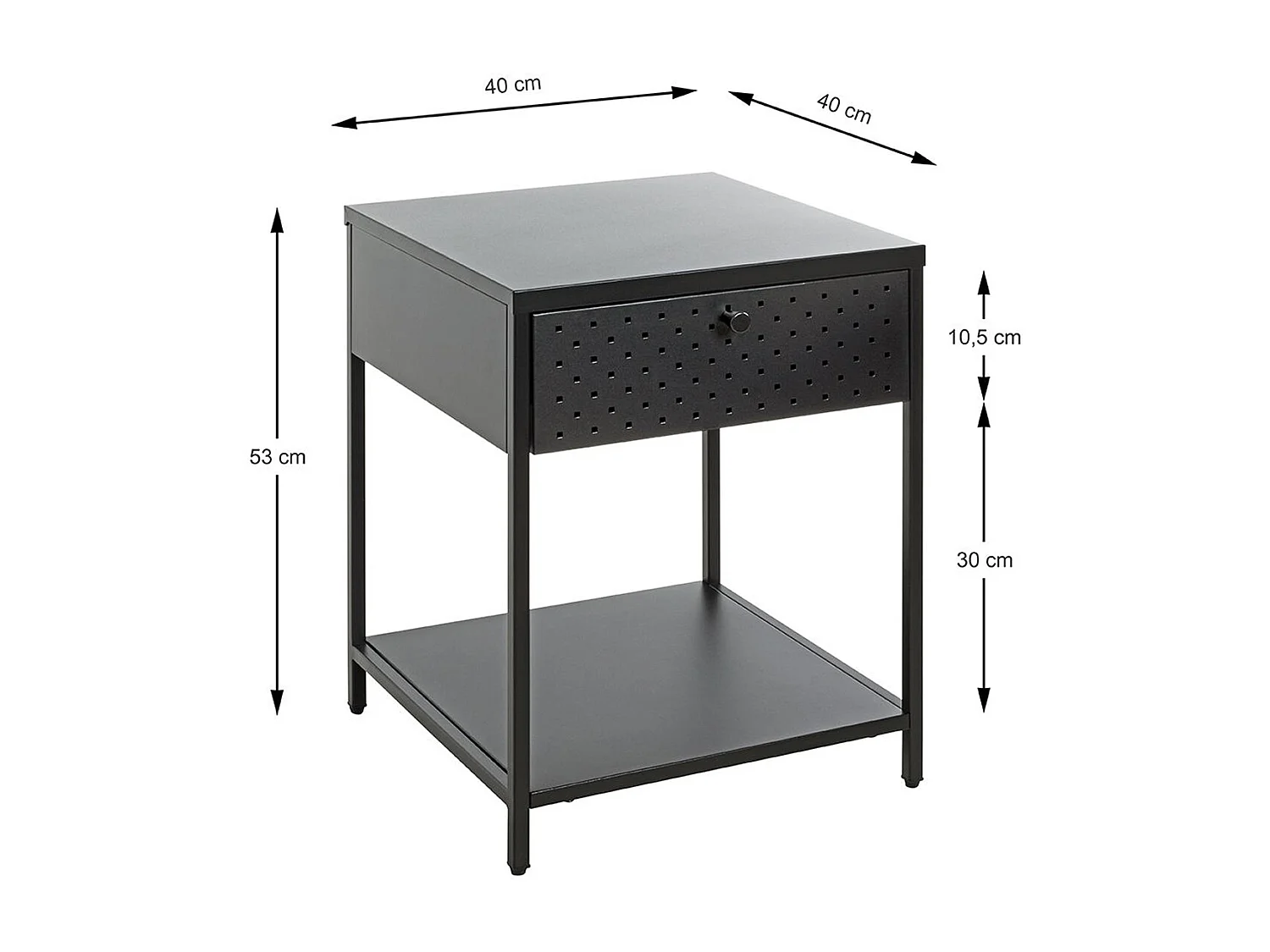 Meuble console, table console en métal coloris noir  -longueur 40 x profondeur 40 x hauteur 53 cm