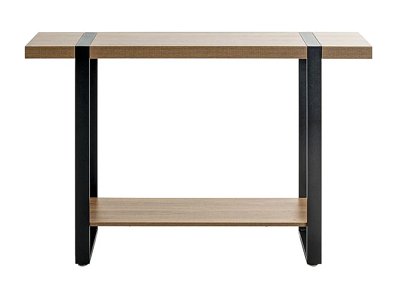 Meuble console, table console en bois coloris chêne et métal noir -longueur  120 x profondeur 30 x hauteur 82 cm