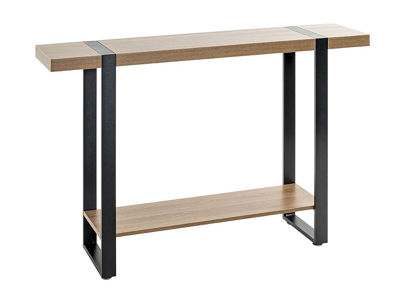 Meuble console, table console en bois coloris chêne et métal noir -longueur  120 x profondeur 30 x hauteur 82 cm