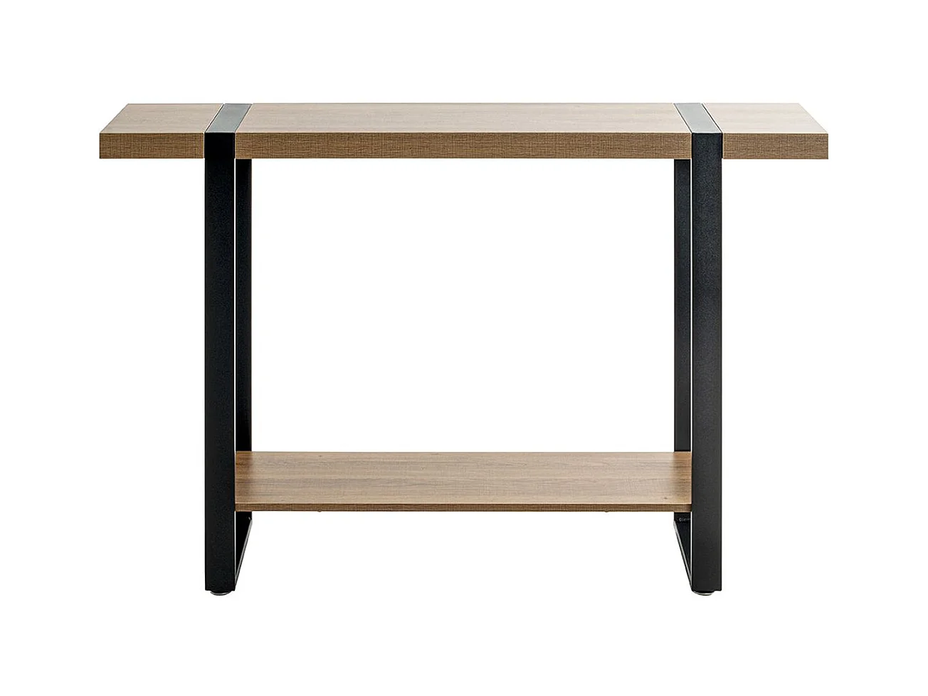 Meuble console, table console en bois coloris chêne et métal noir -longueur  120 x profondeur 30 x hauteur 82 cm