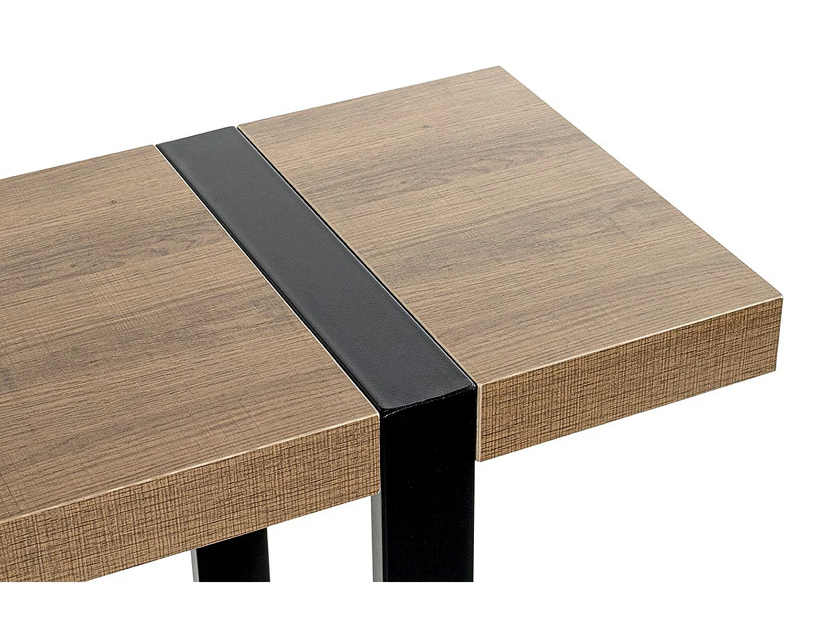 Meuble console, table console en bois coloris chêne et métal noir -longueur  120 x profondeur 30 x hauteur 82 cm