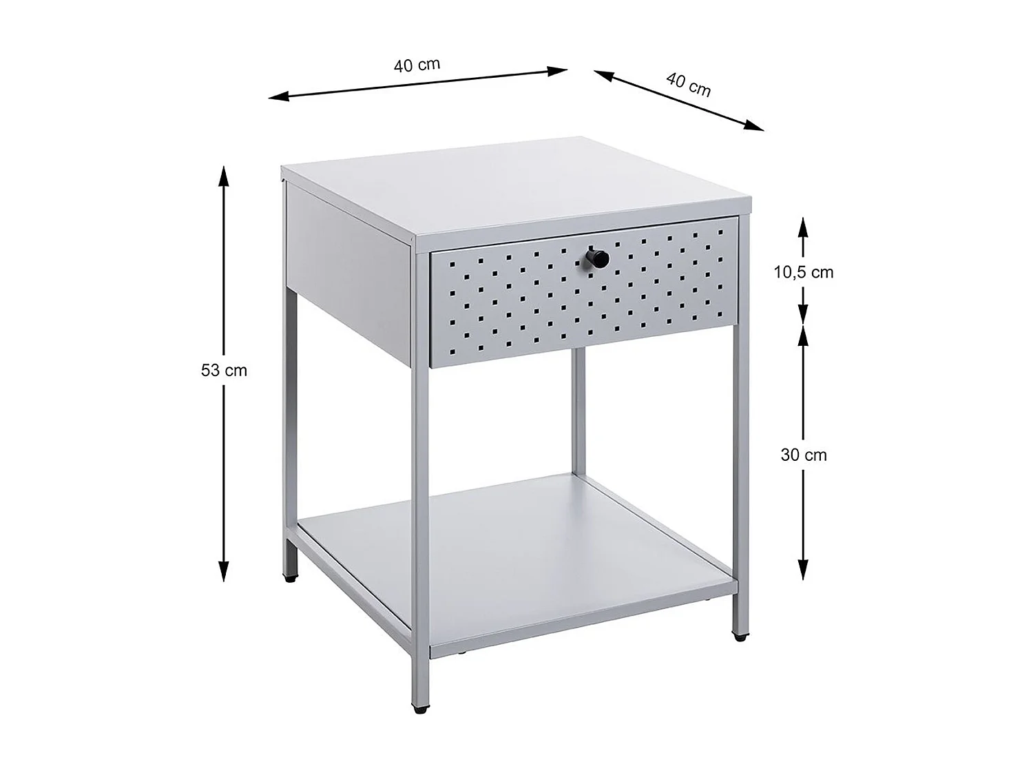 Meuble console, table console en métal coloris Gris  -longueur 40 x profondeur 40 x hauteur 53 cm
