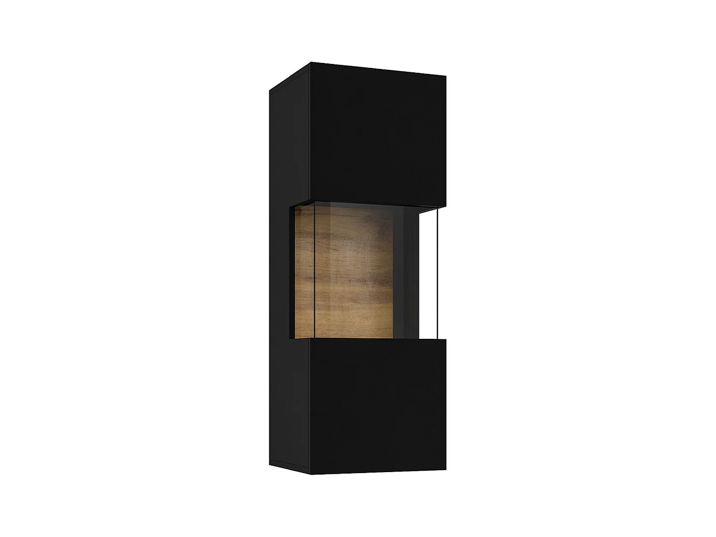 Glora Zwart en Hout 1-deurs wandvitrine