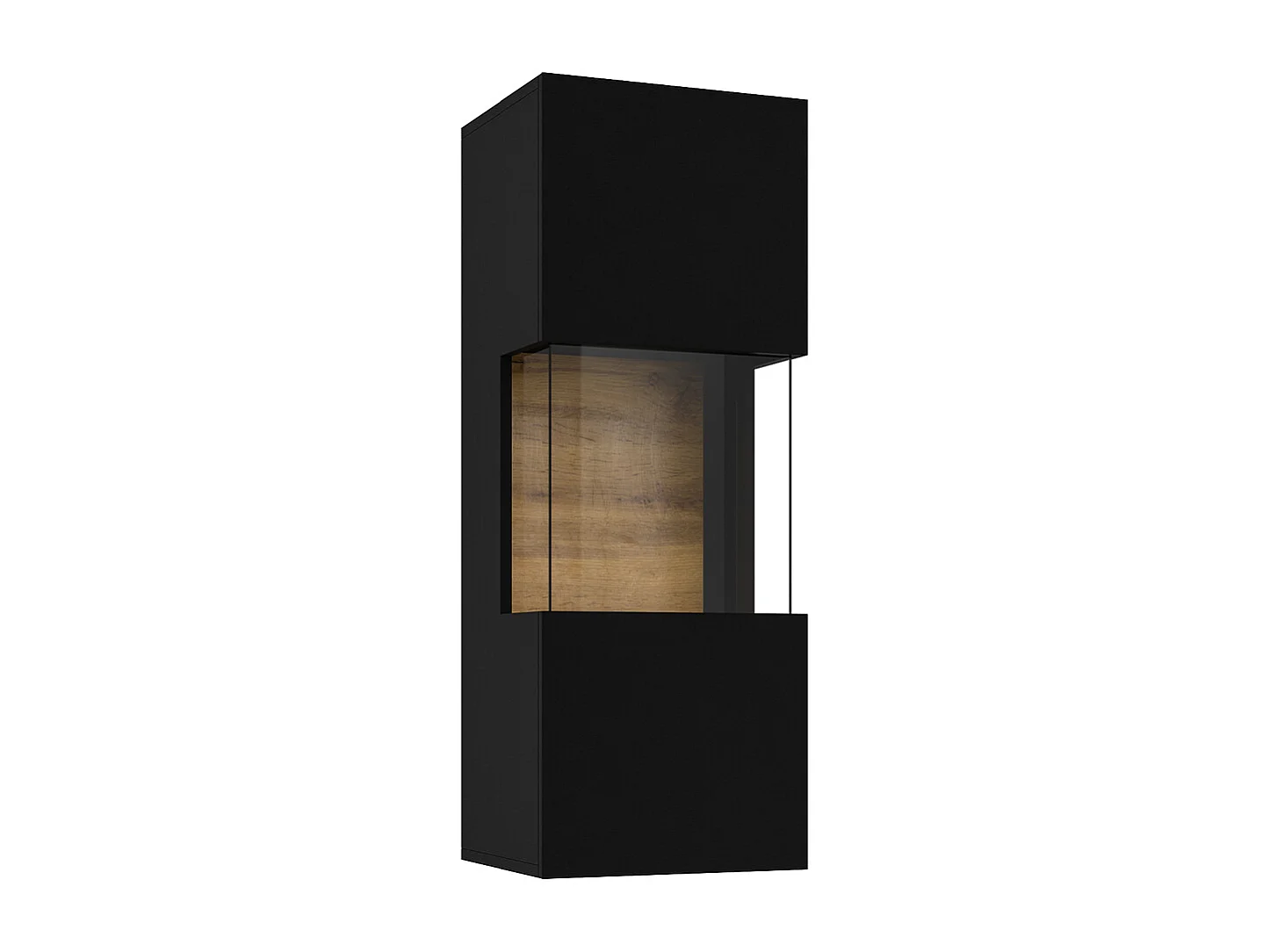 Glora Zwart en Hout 1-deurs wandvitrine