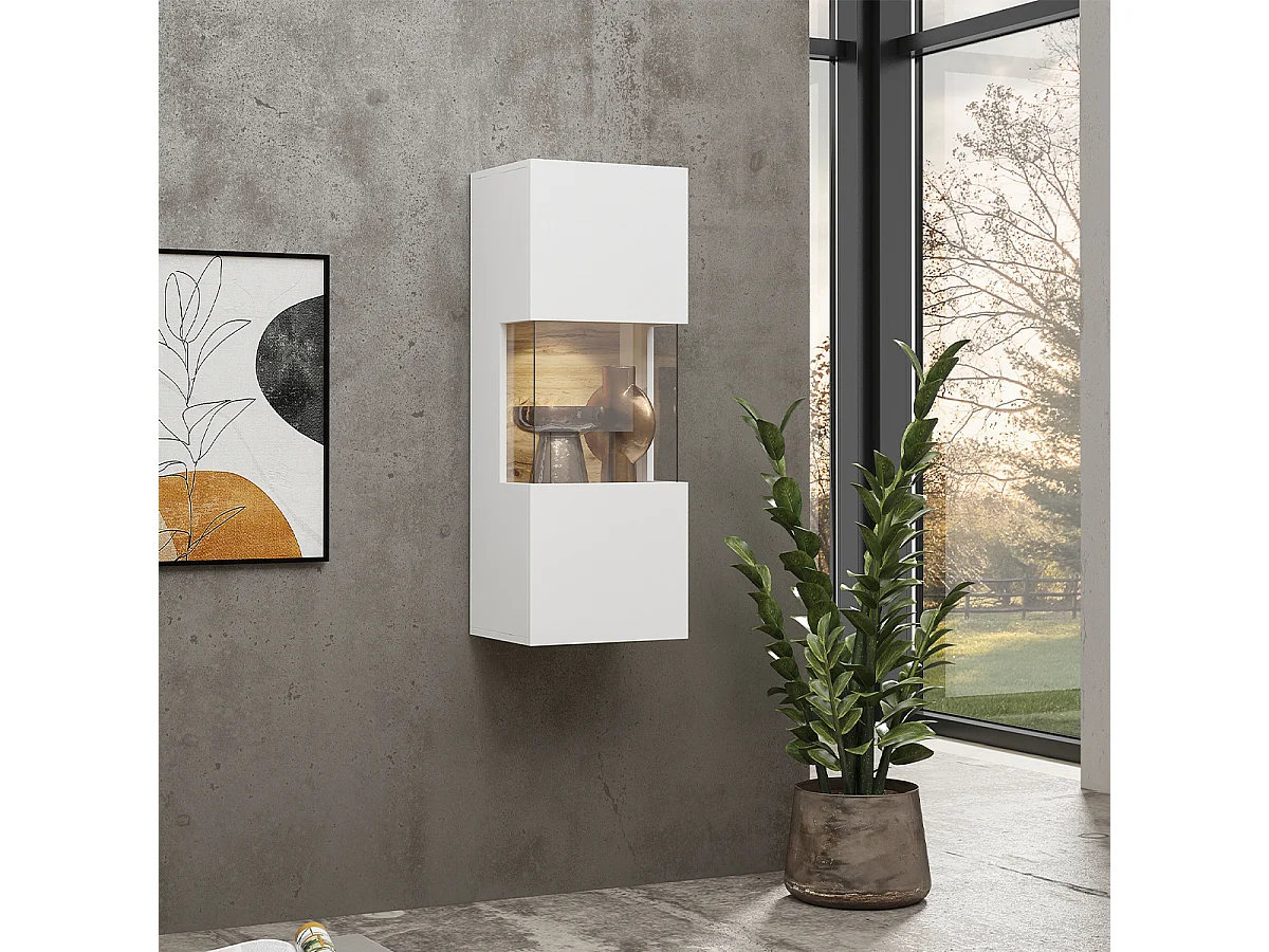 Vitrine murale 1 porte Glora Blanc