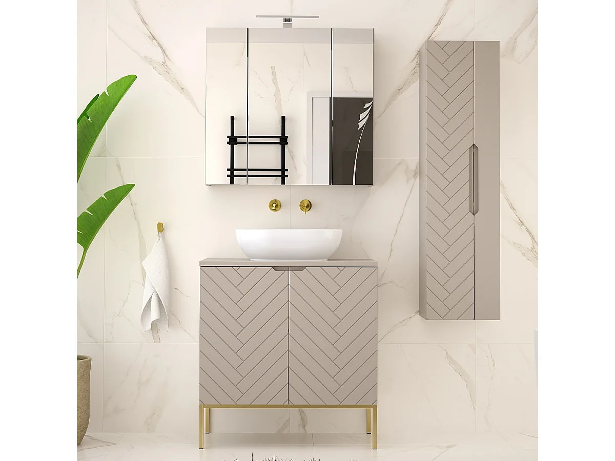 Single basin unit 80cm 2 doors on legs Daria Cachemire