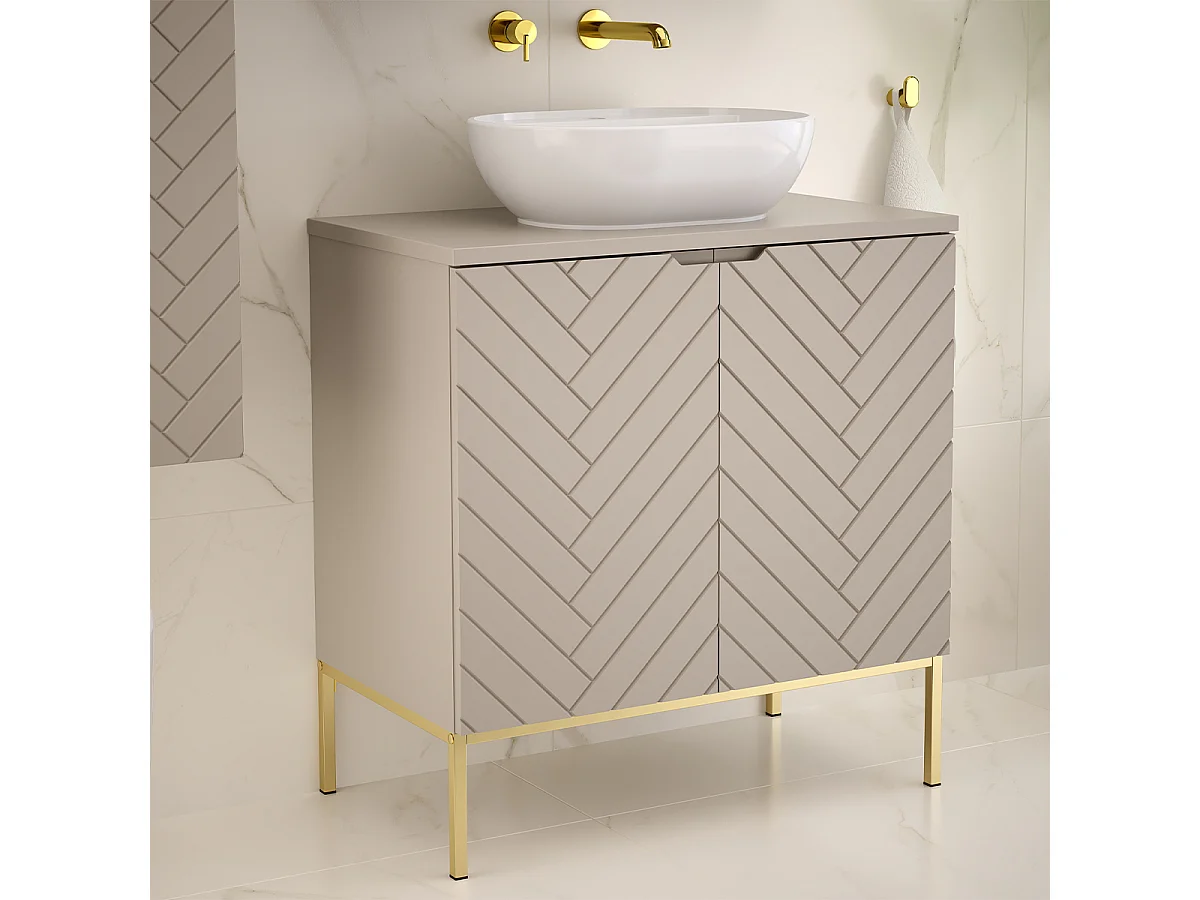 Single basin unit 80cm 2 doors on legs Daria Cachemire