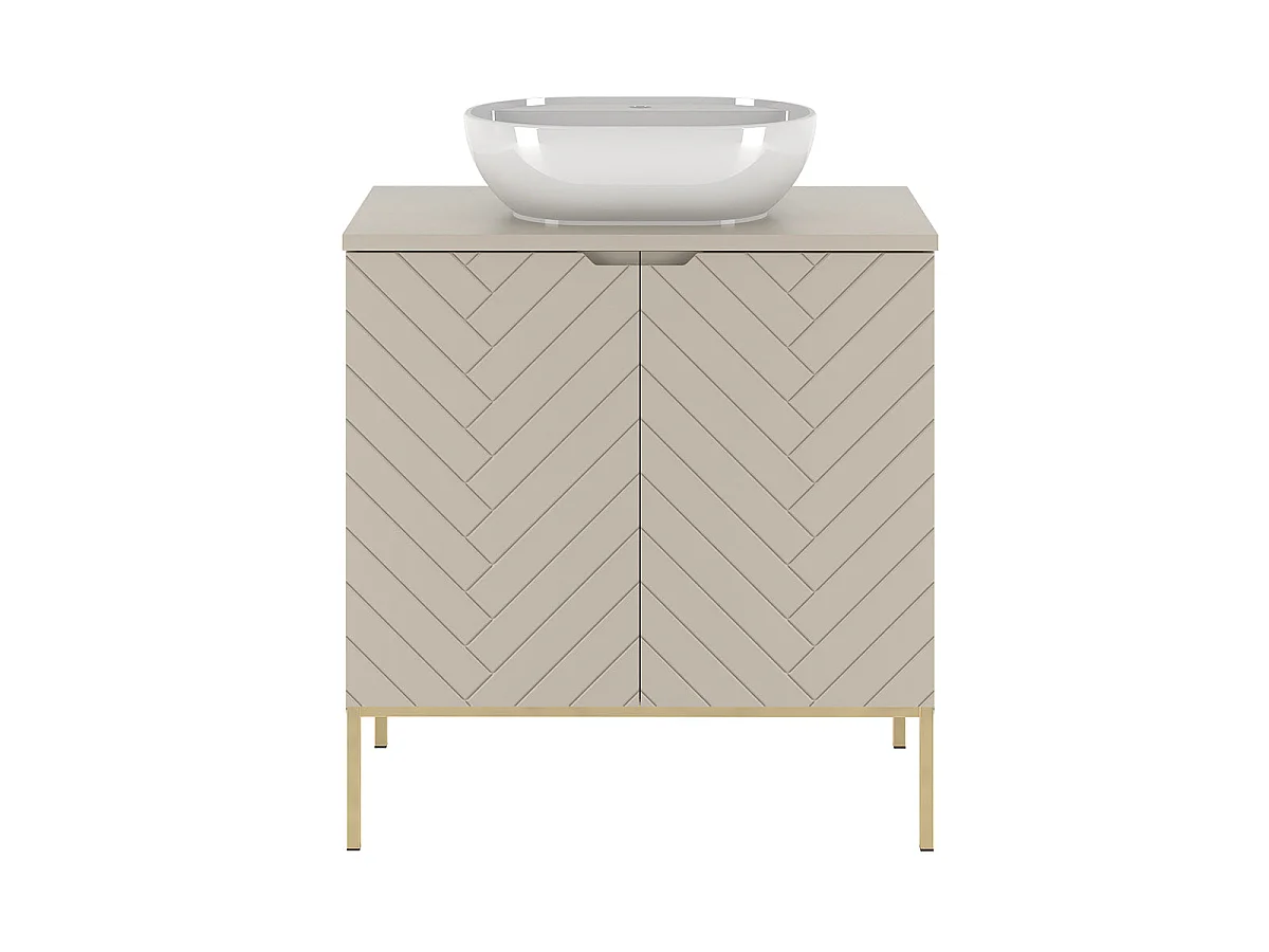 Mueble lavabo individual 80cm 2 puertas sobre patas Daria Cachemira