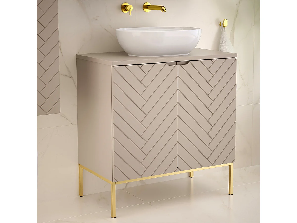 Mueble lavabo individual 80cm 2 puertas sobre patas Daria Cachemira