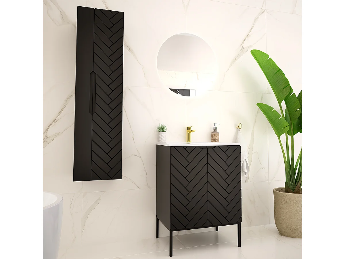 Enkele wastafel 60cm op poten Daria Zwart