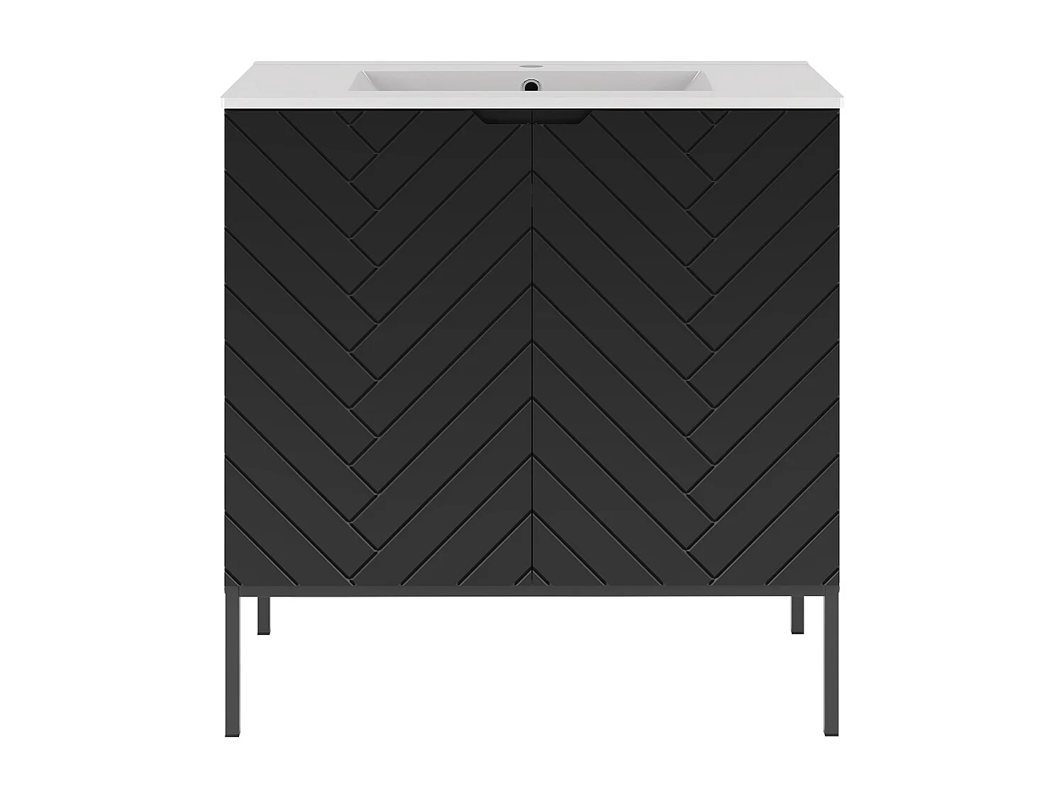 Meuble simple vasque encastrée 80cm 2 portes sur pieds Daria Noir