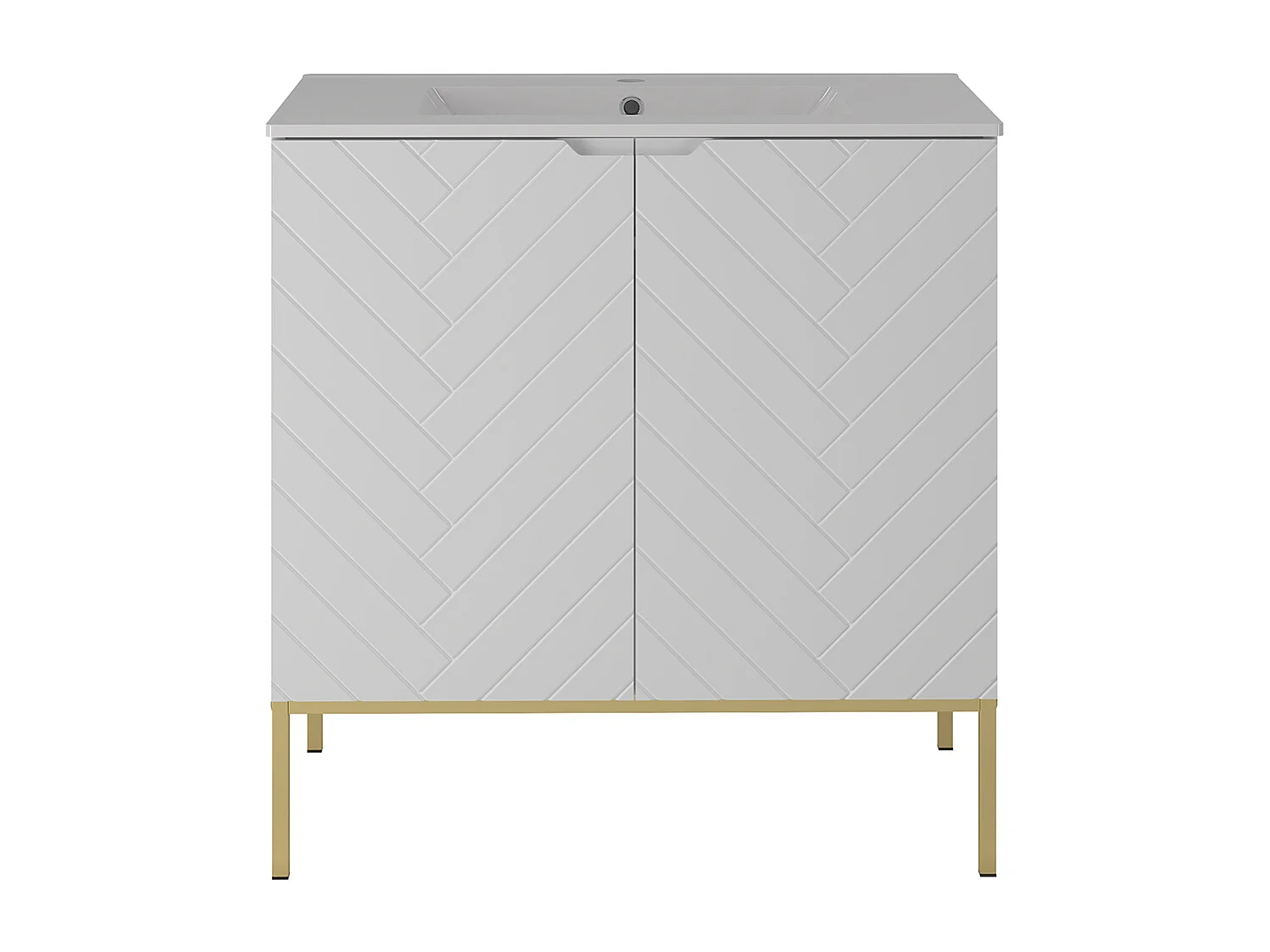 Meuble simple vasque encastrée 80cm 2 portes sur pieds Daria Blanc