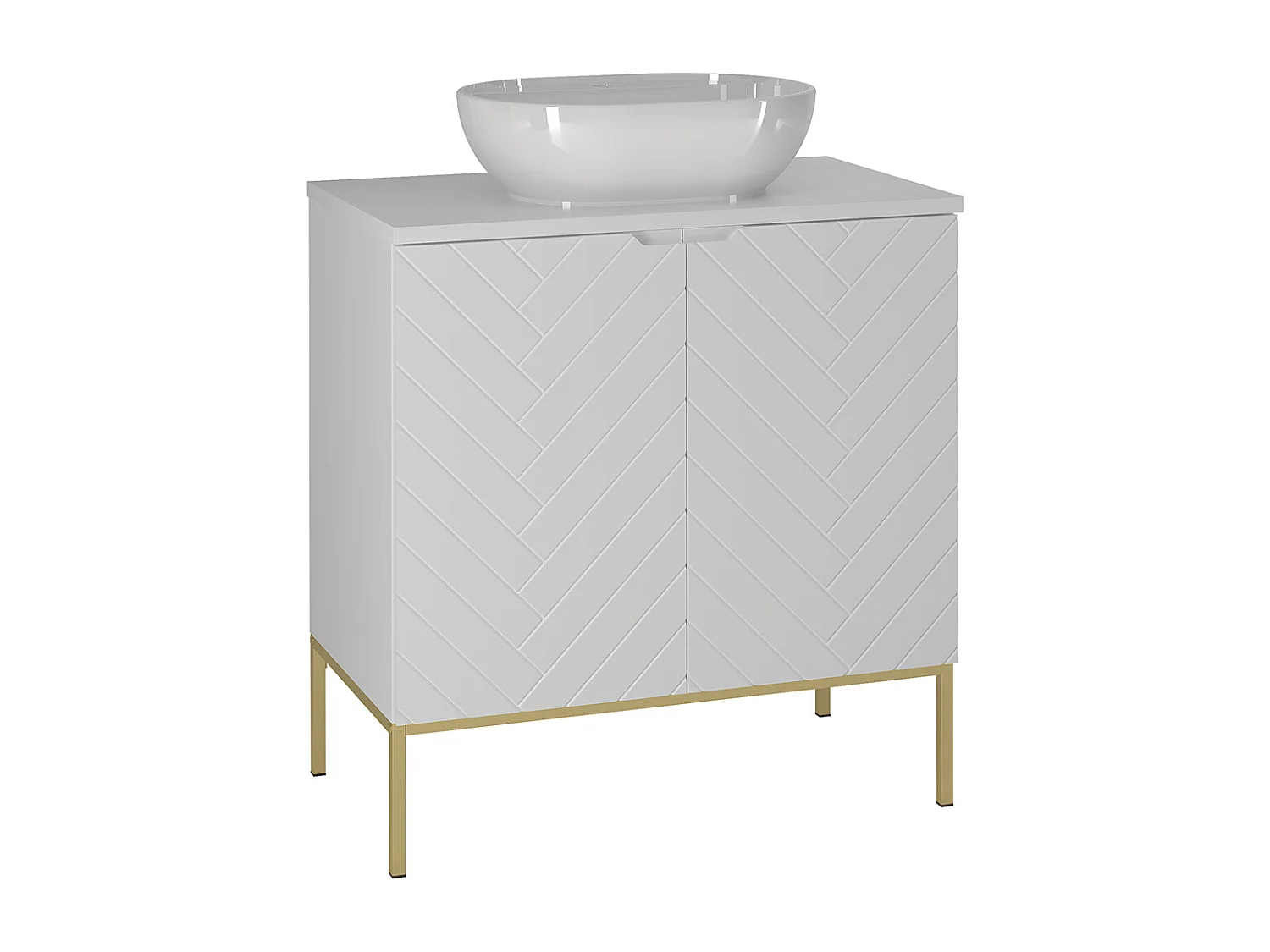 Meuble simple vasque 80cm 2 portes sur pieds Daria Blanc