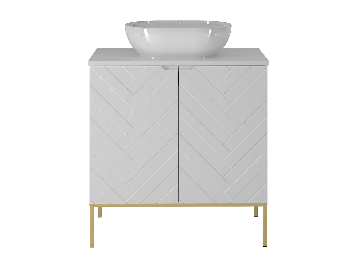 Meuble simple vasque 80cm 2 portes sur pieds Daria Blanc