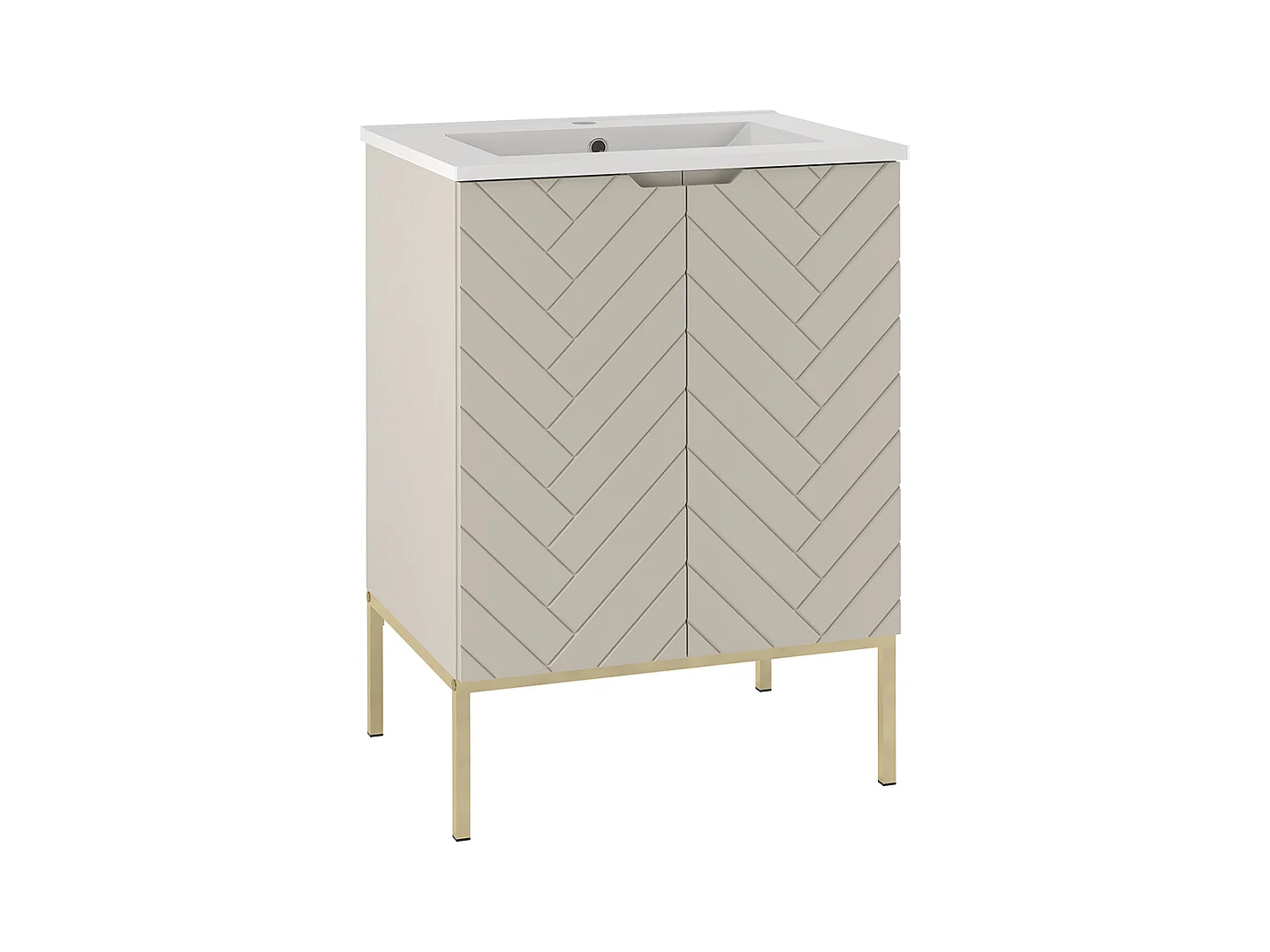 Meuble simple vasque encastrée 60cm 2 portes sur pieds Daria Cachemire