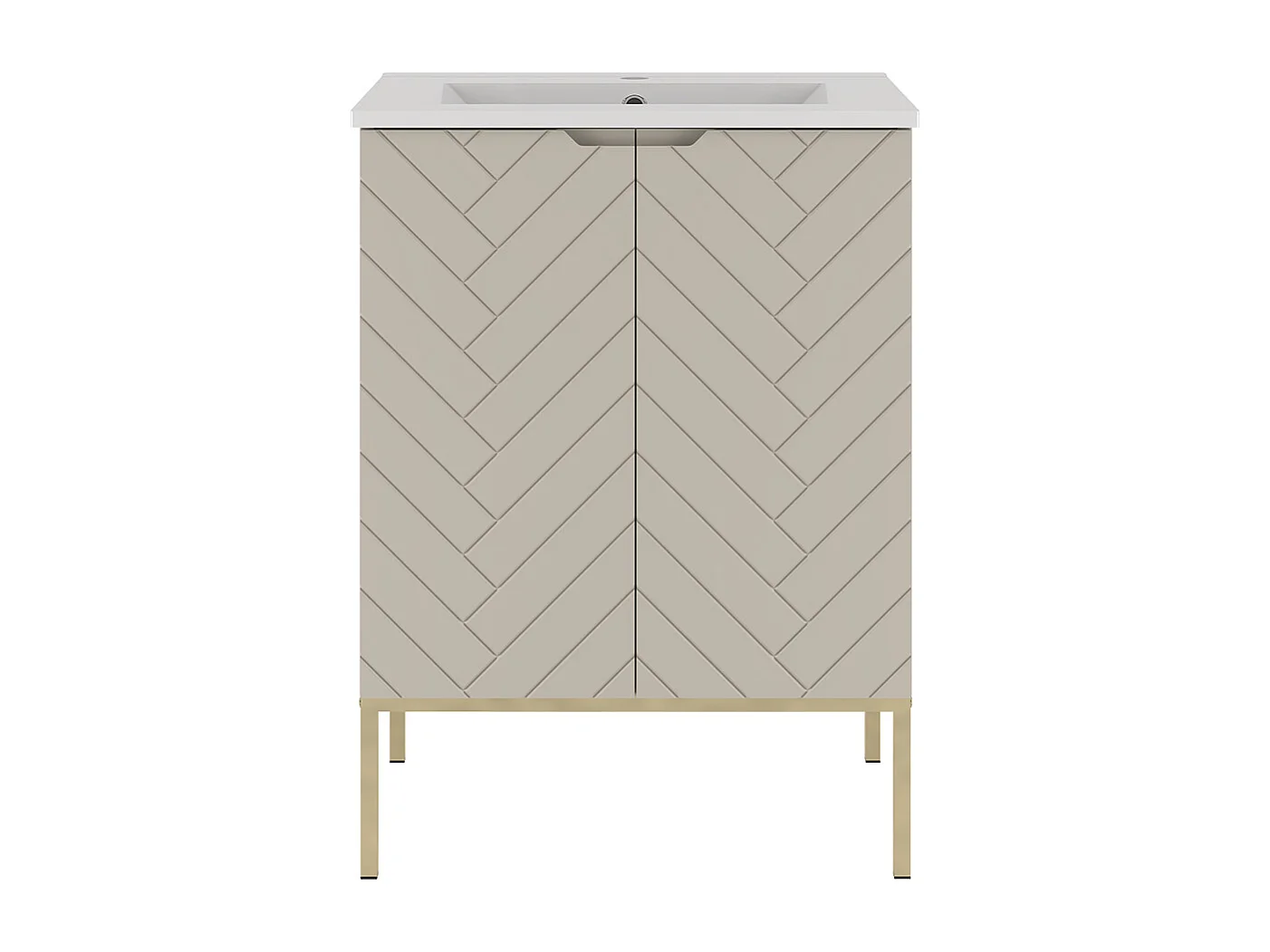 Meuble simple vasque encastrée 60cm 2 portes sur pieds Daria Cachemire