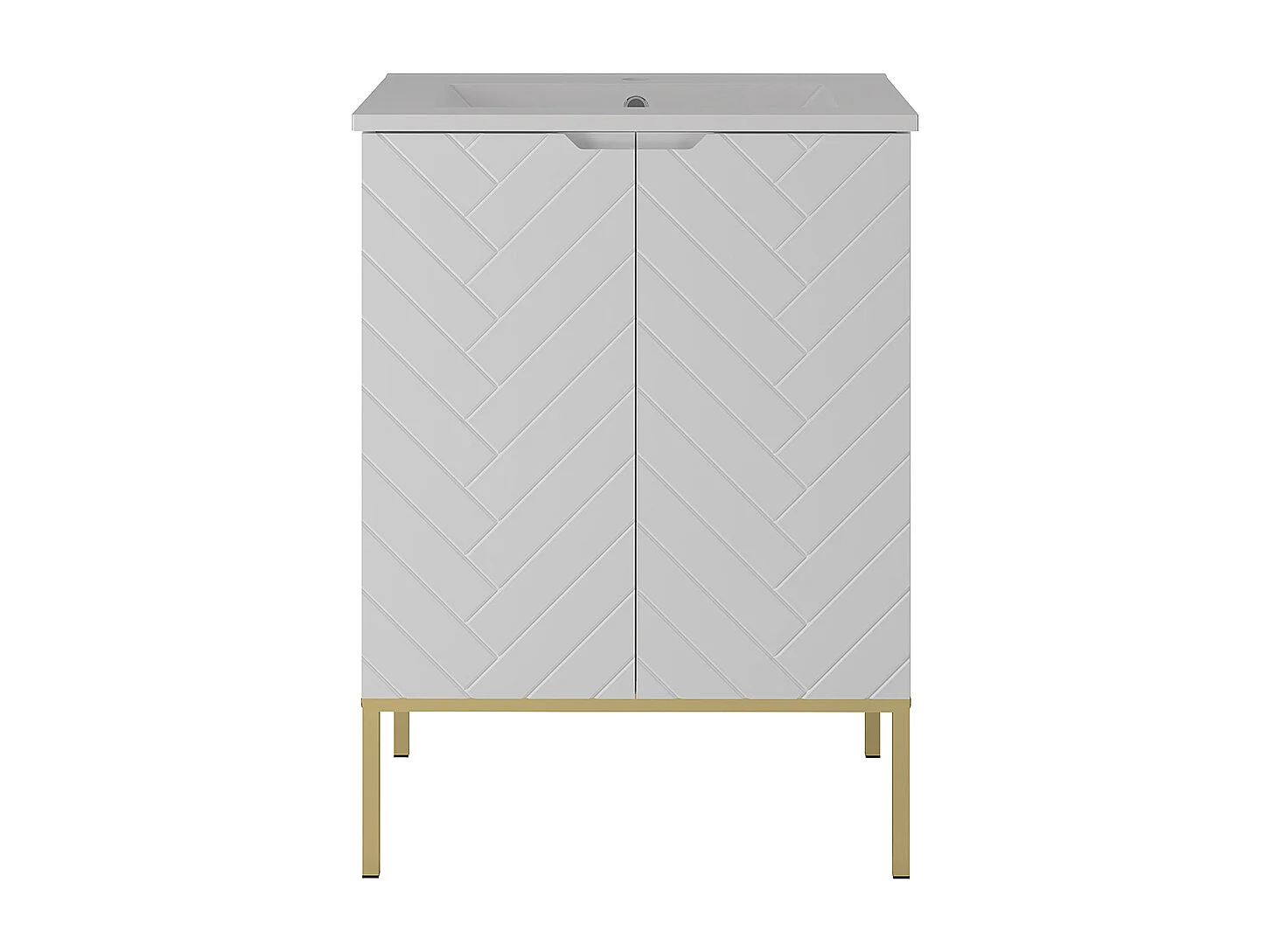 Meuble simple vasque encastrée 60cm 2 portes sur pieds Daria Blanc