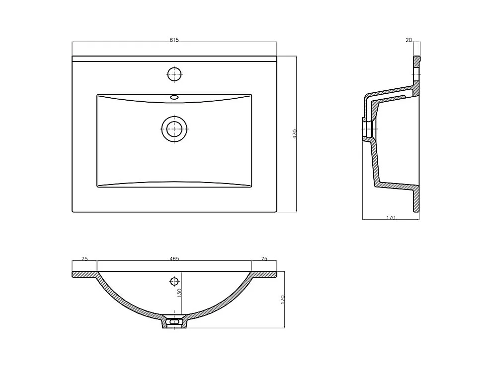 Meuble simple vasque encastrée 60cm 2 portes sur pieds Daria Blanc