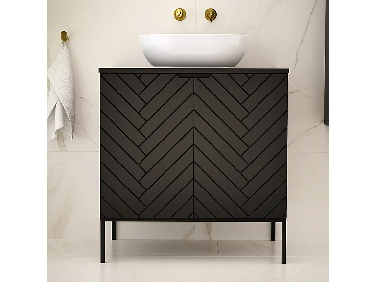 Enkele wastafel 80cm op poten Daria Zwart