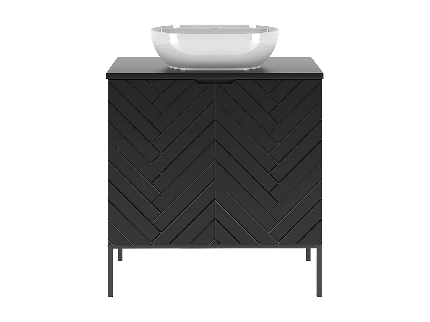 Single basin unit 80cm 2 doors on legs Daria Black
