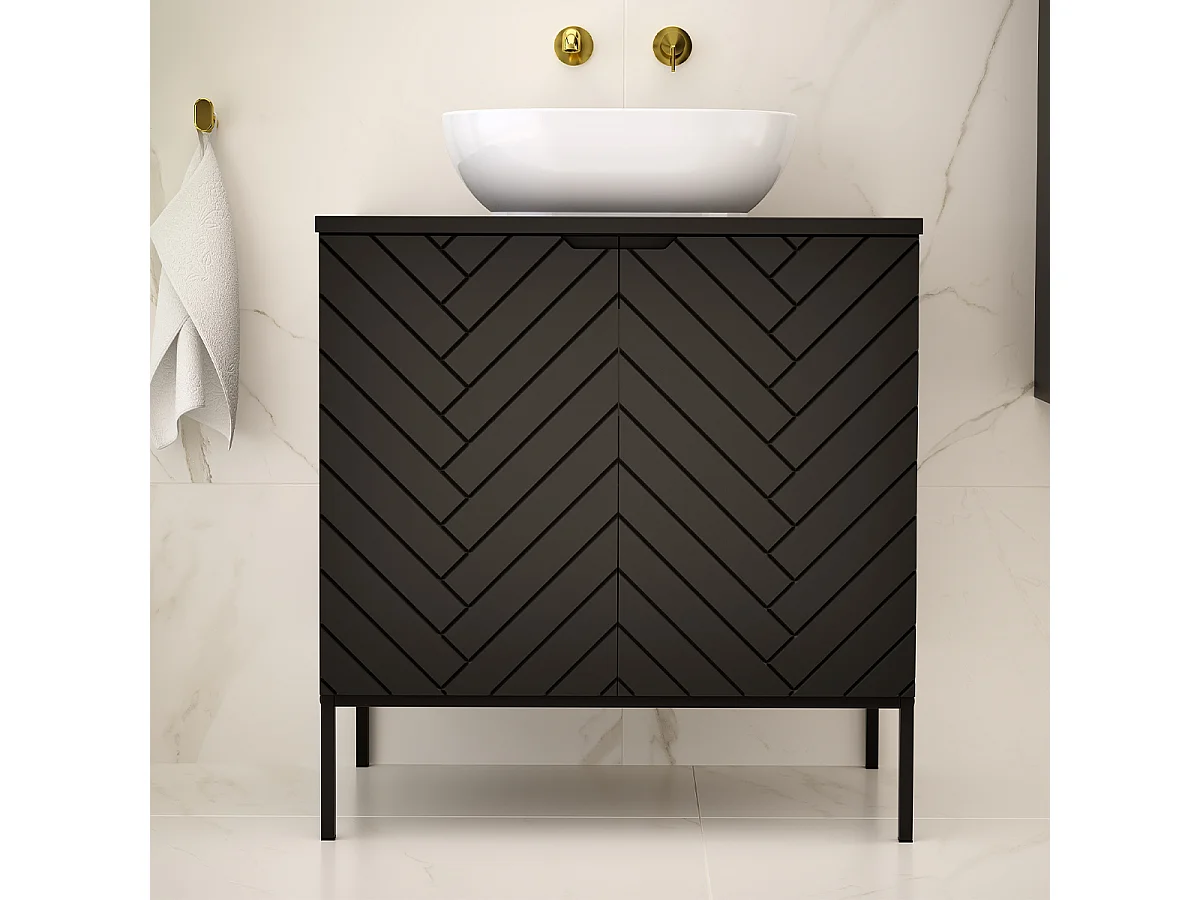 Single basin unit 80cm 2 doors on legs Daria Black