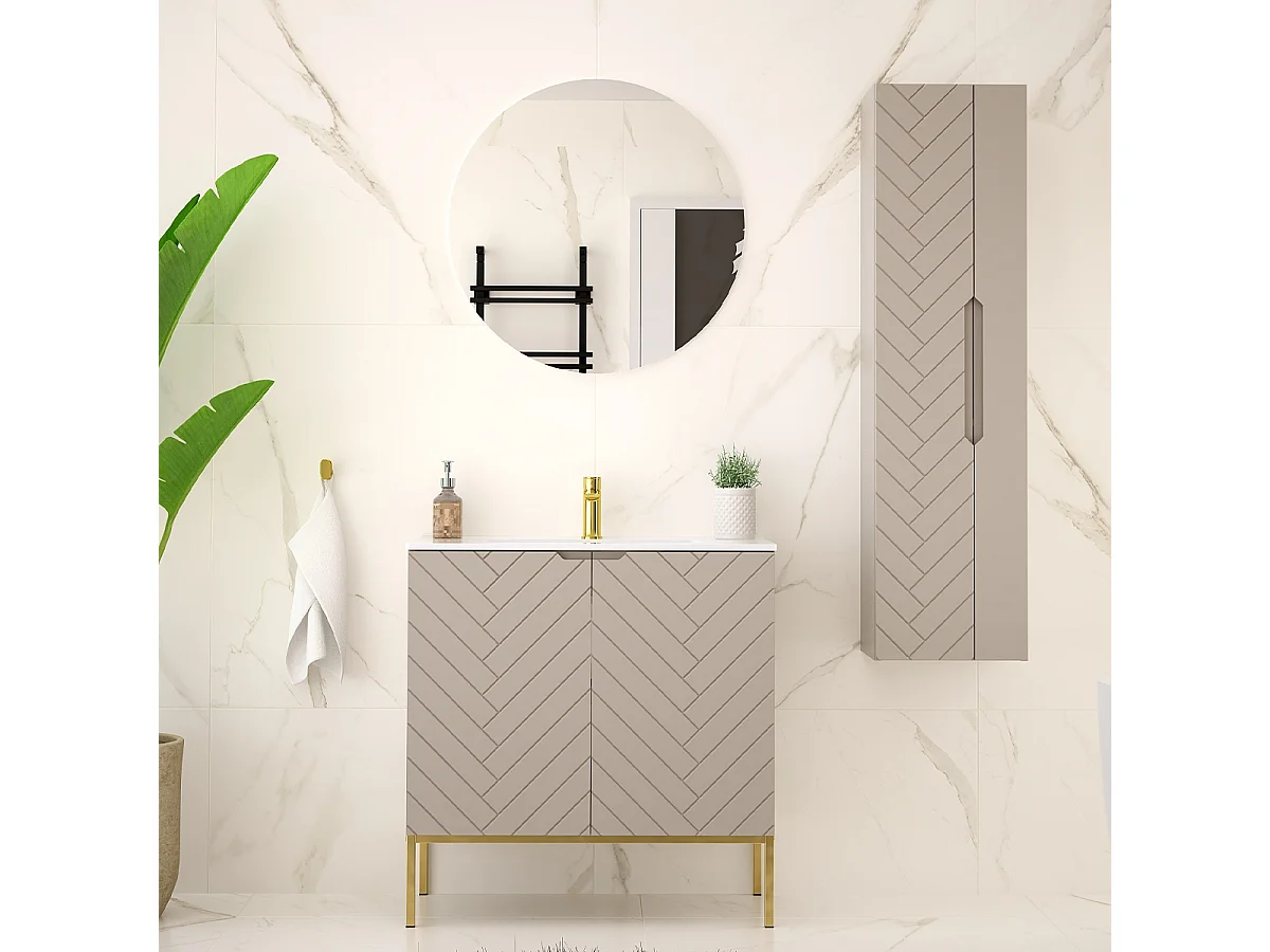 Enkele wastafel 80cm op poten Daria Cachemire