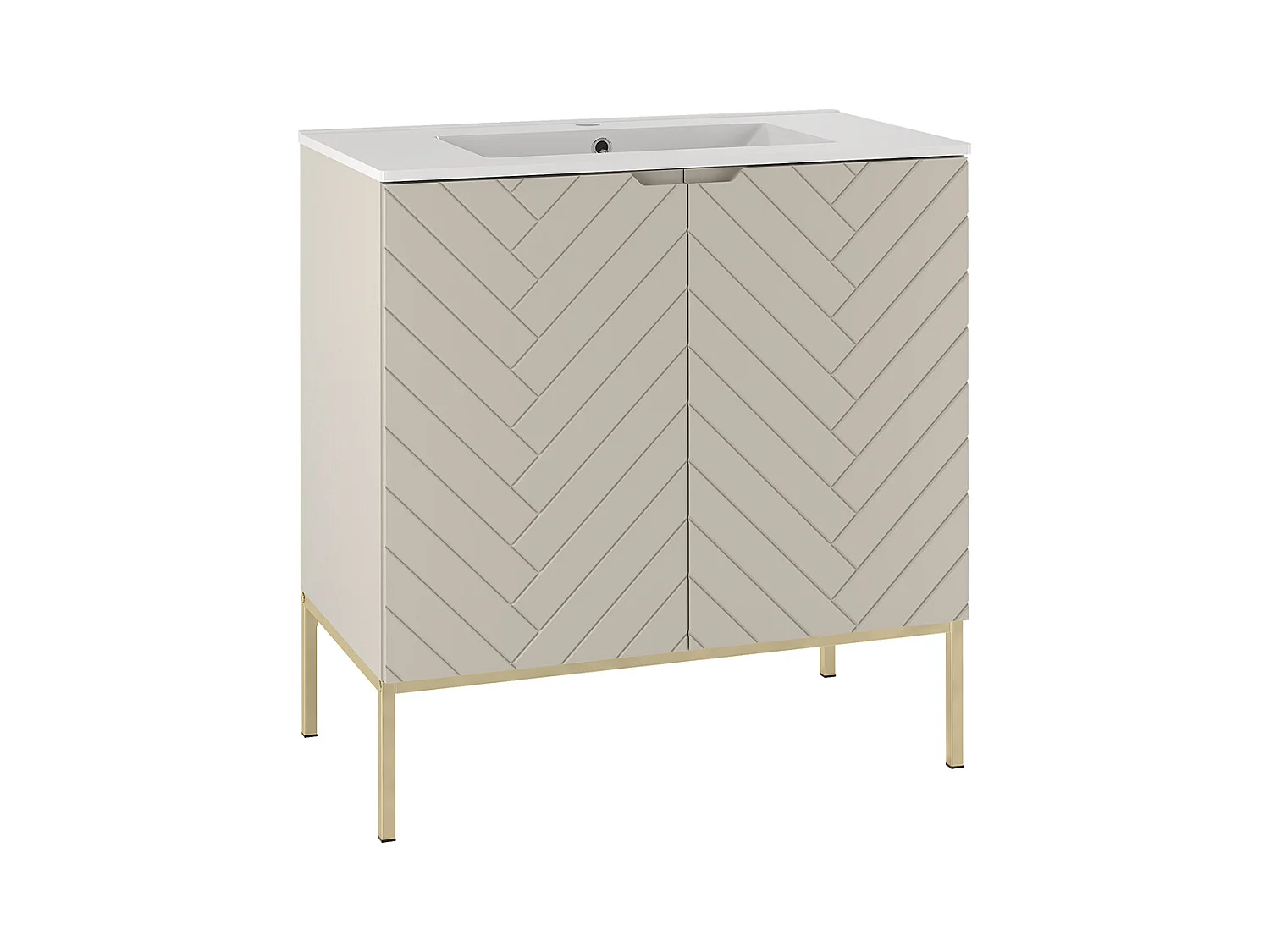Meuble simple vasque encastrée 80cm 2 portes sur pieds Daria Cachemire