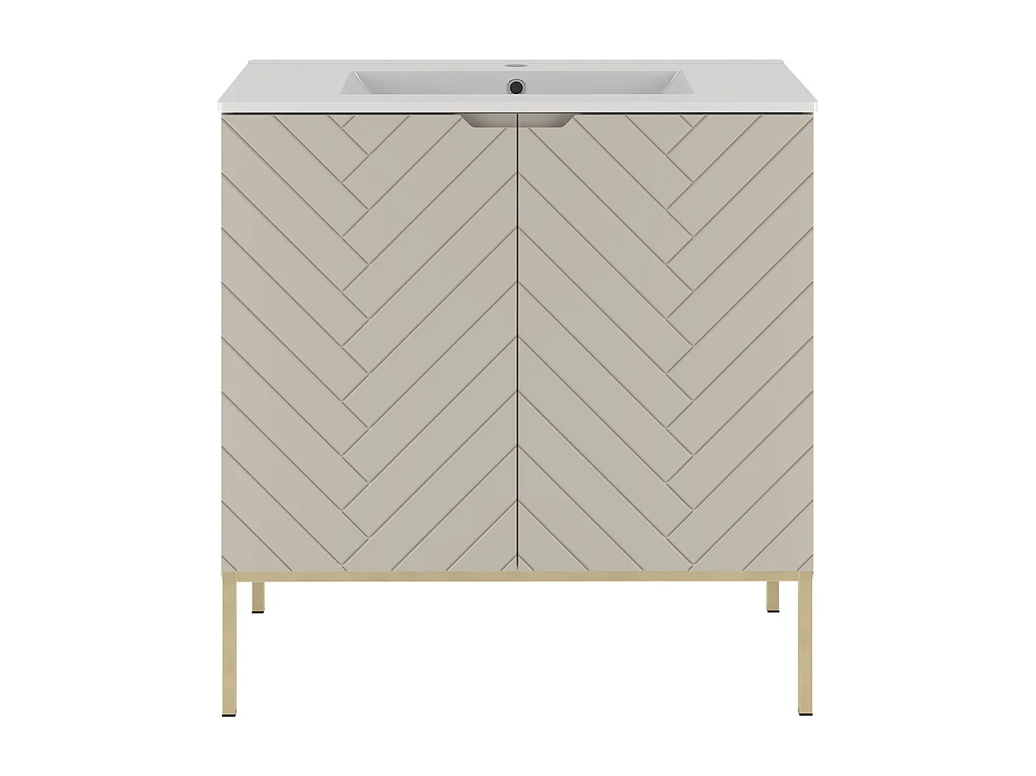 Meuble simple vasque encastrée 80cm 2 portes sur pieds Daria Cachemire