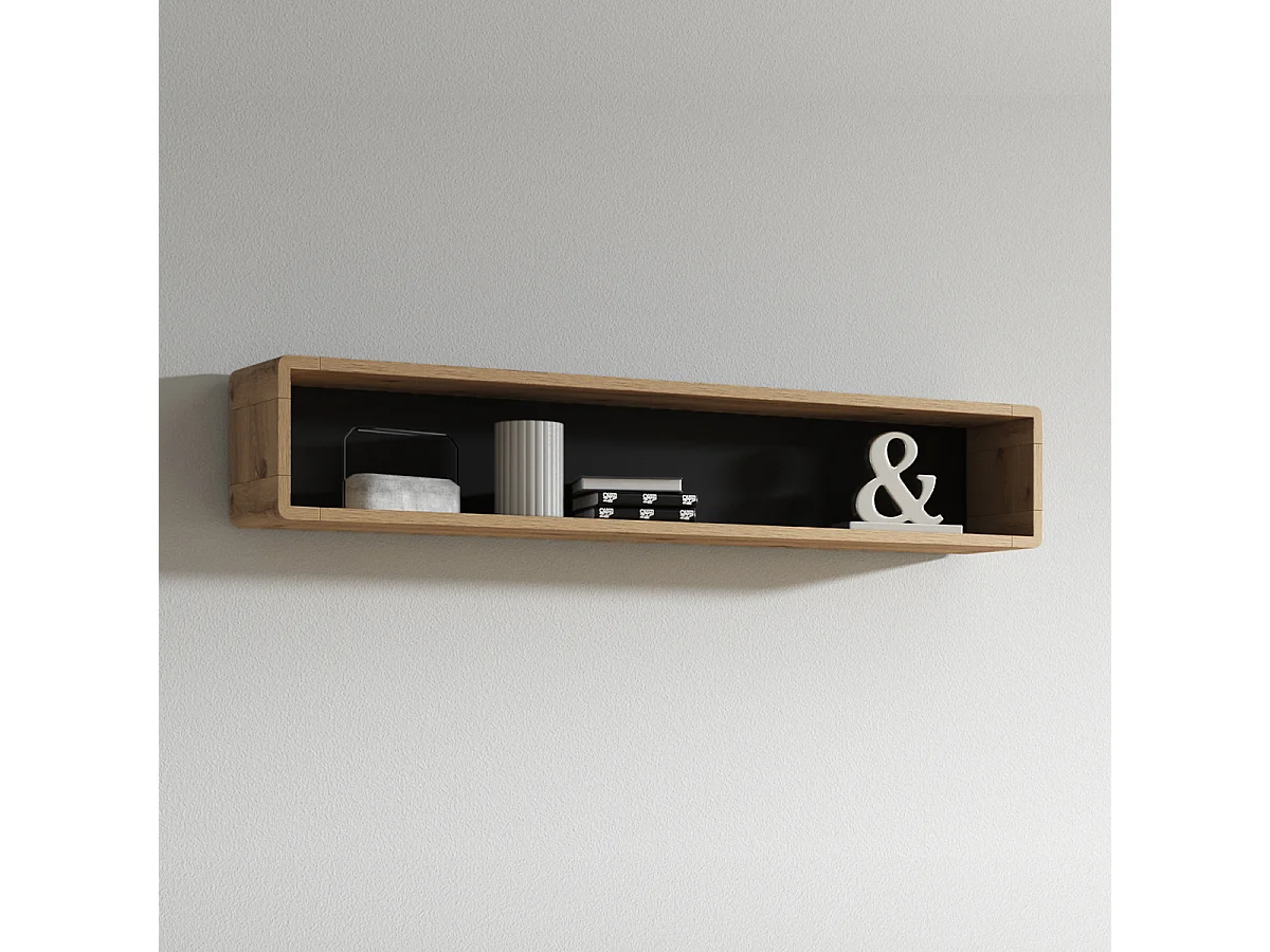 Raven Zwart en Houten Wandplank