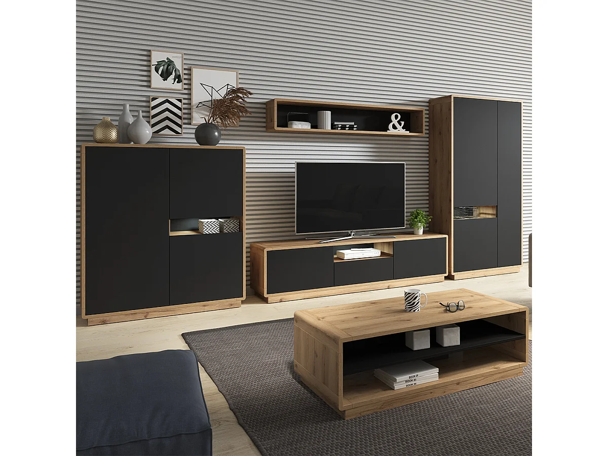 Raven Zwart en Houten Wandplank