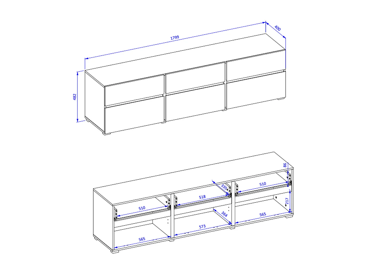 Mueble TV 3 puertas 180 cm Lilia Madera