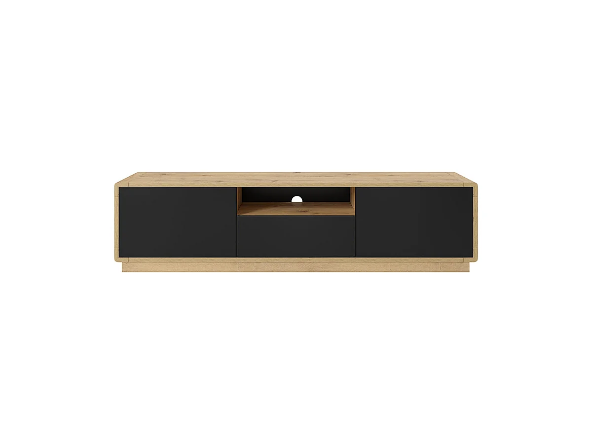 TV-Möbel 2 Türen 1 Schublade 180 cm Raven Schwarz und Holz