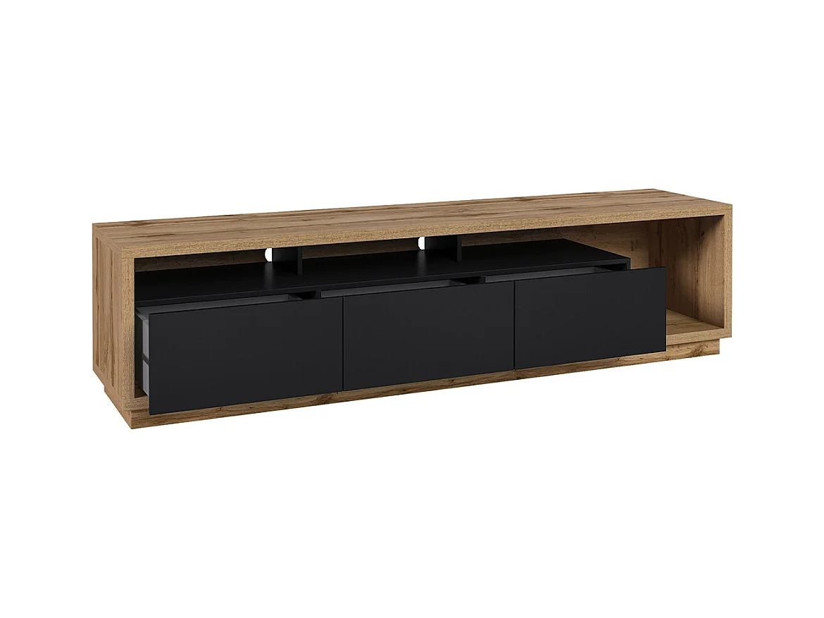 Mobile TV 3 cassetti Asten nero e marrone 200cm