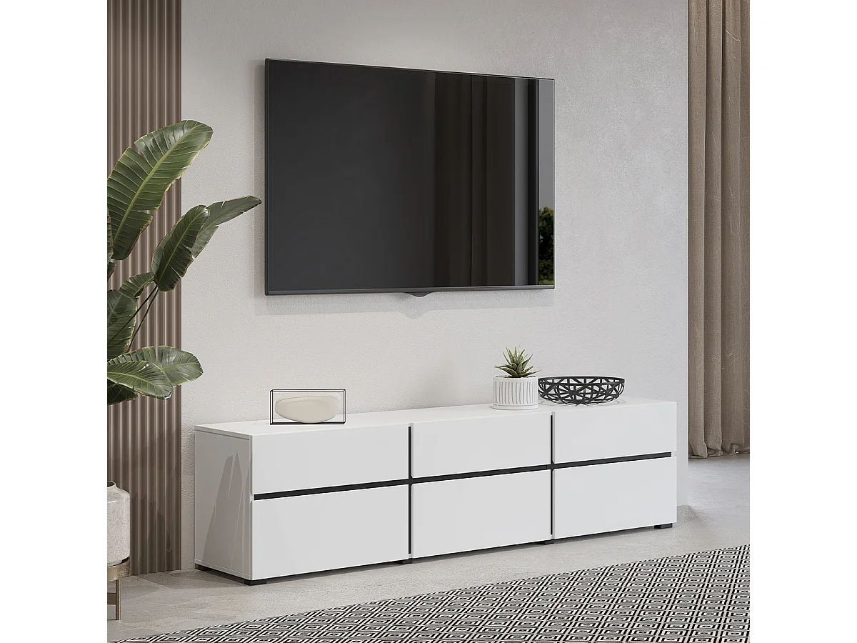 Szafka RTV CROSS 3K3S 180cm biała/czarna