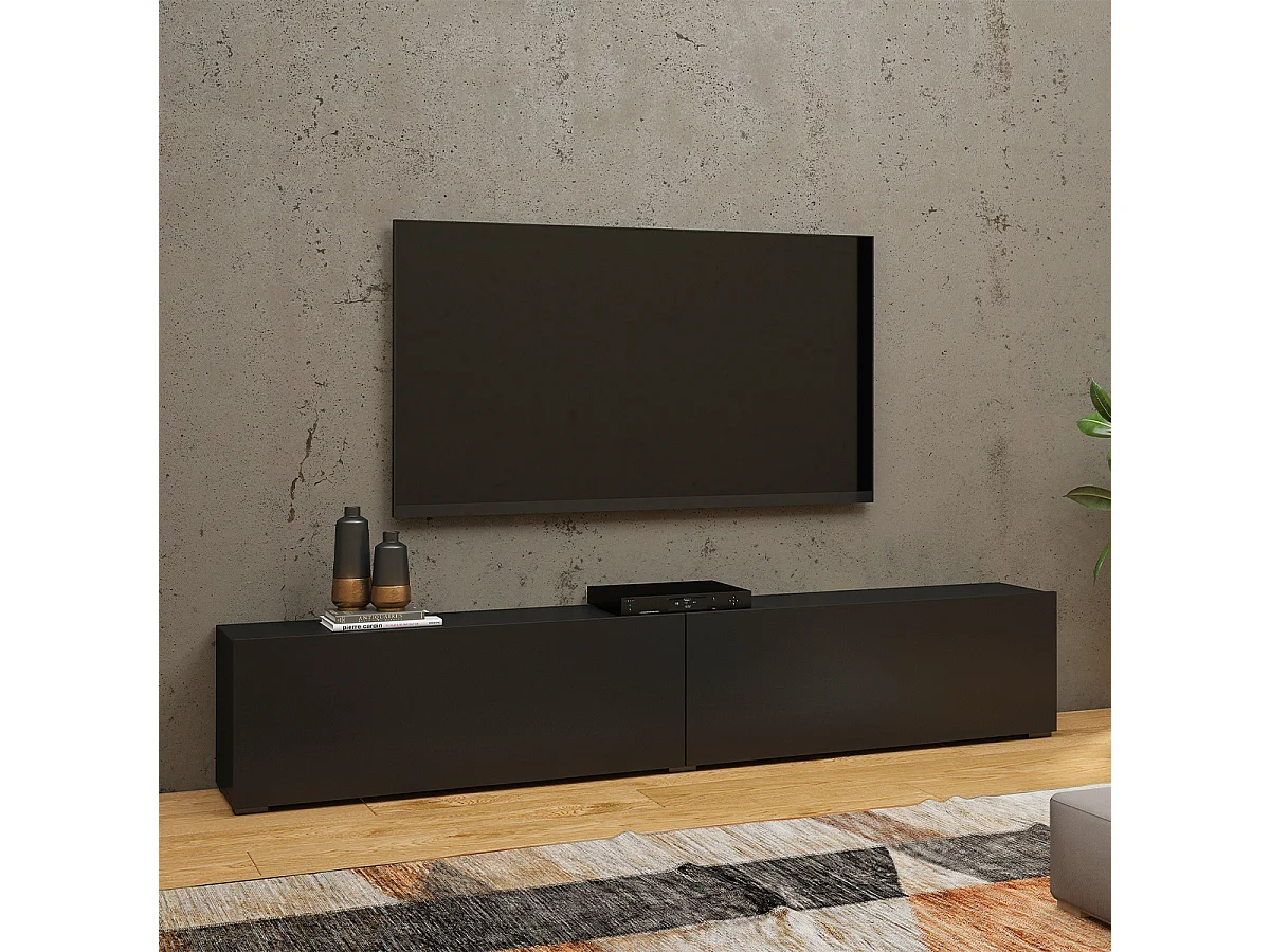 Mueble TV 2 puertas 180 cm Glora Negro