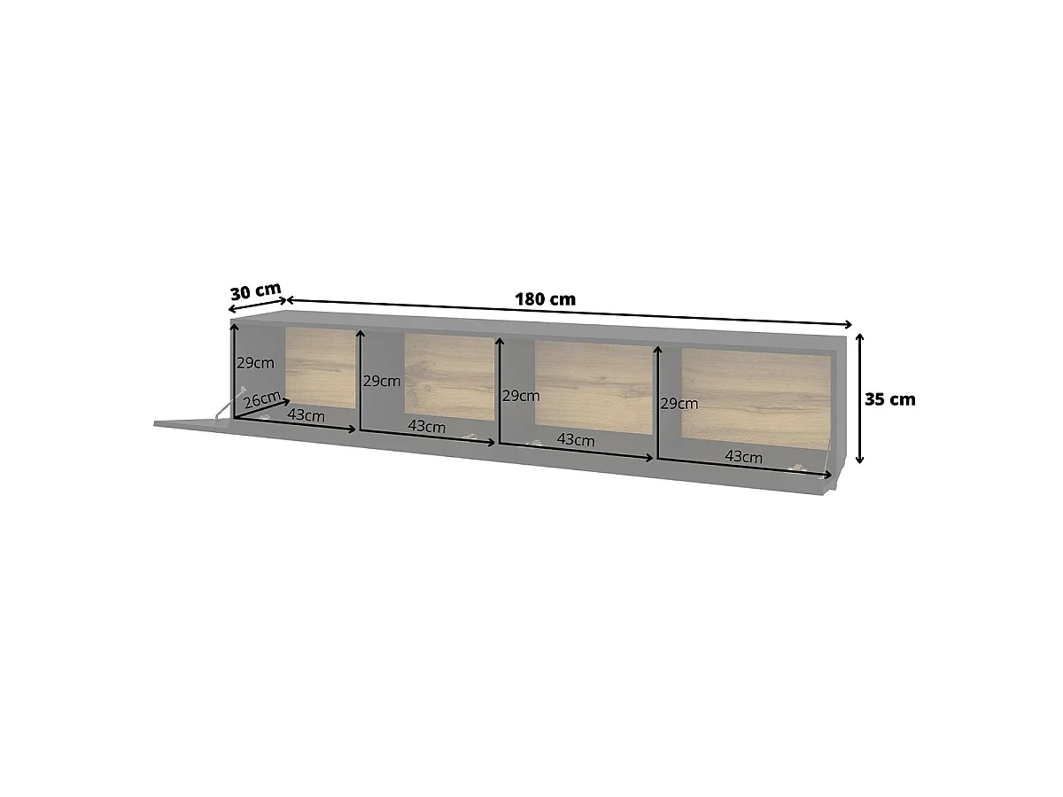 TV-Möbel 2 Türen 180 cm Glora Schwarz