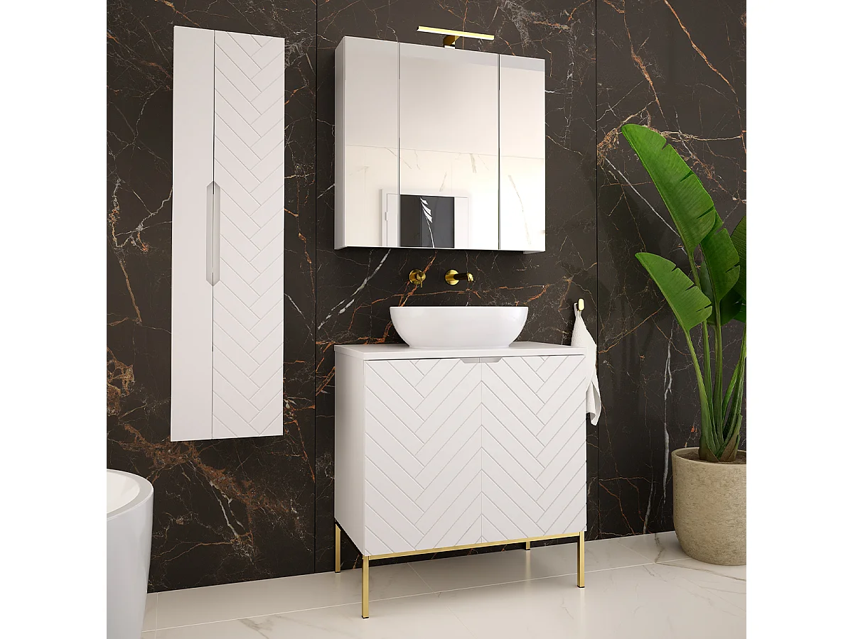 Meuble sous-vasque 80cm 2 portes sur pieds Daria Blanc