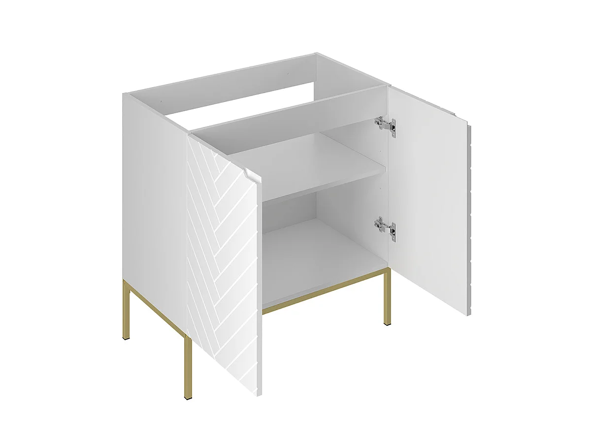 Meuble sous-vasque 80cm 2 portes sur pieds Daria Blanc