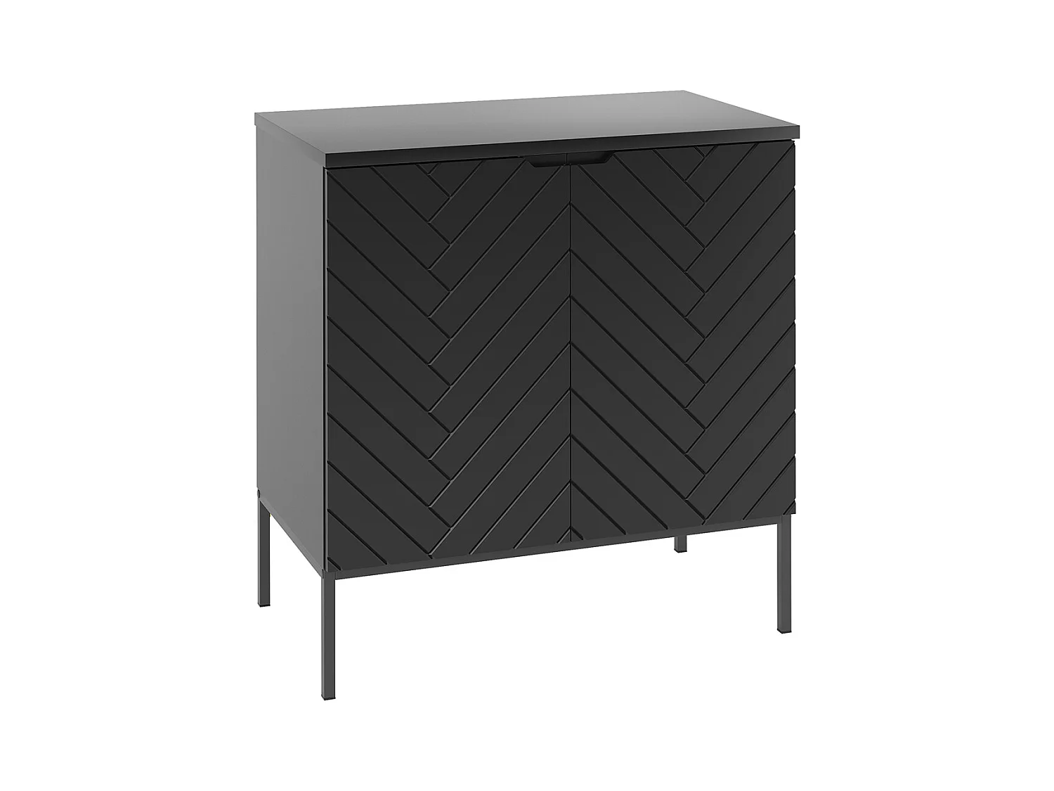 Meuble sous-vasque 80cm plan de toilette 2 portes sur pieds Daria Noir