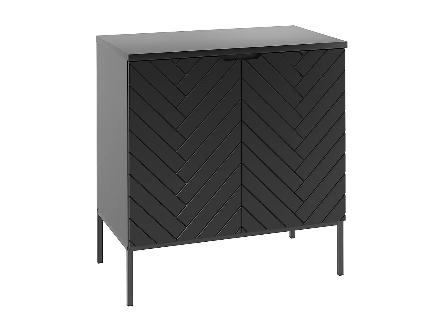 Meuble sous-vasque 80cm plan de toilette 2 portes sur pieds Daria Noir