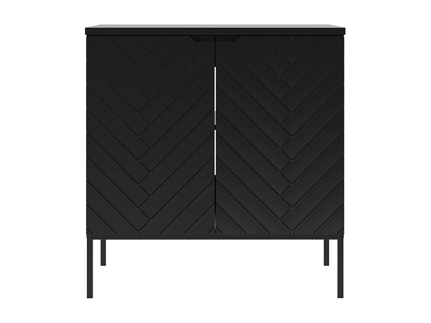Meuble sous-vasque 80cm plan de toilette 2 portes sur pieds Daria Noir