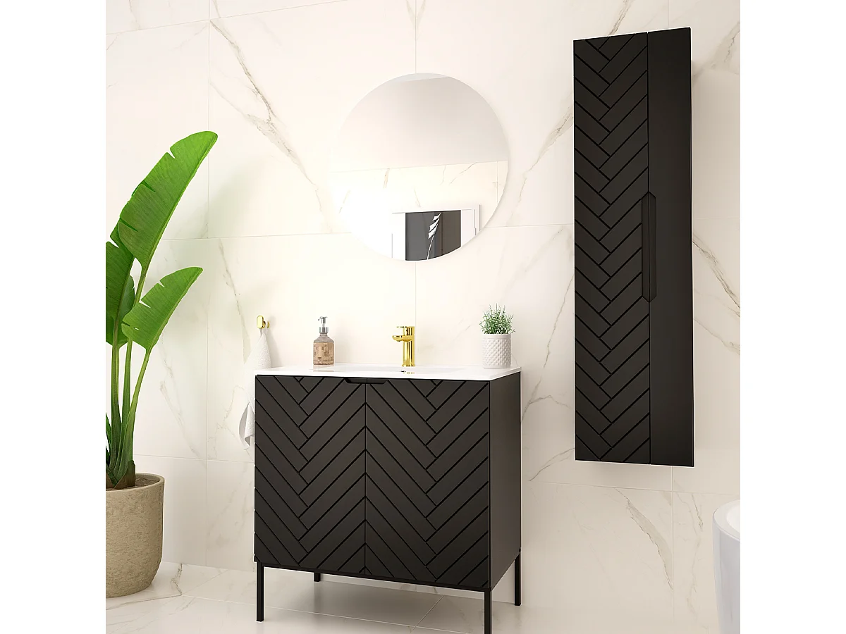 Tvättställsskåp 80cm 2 dörrar på ben Daria Black
