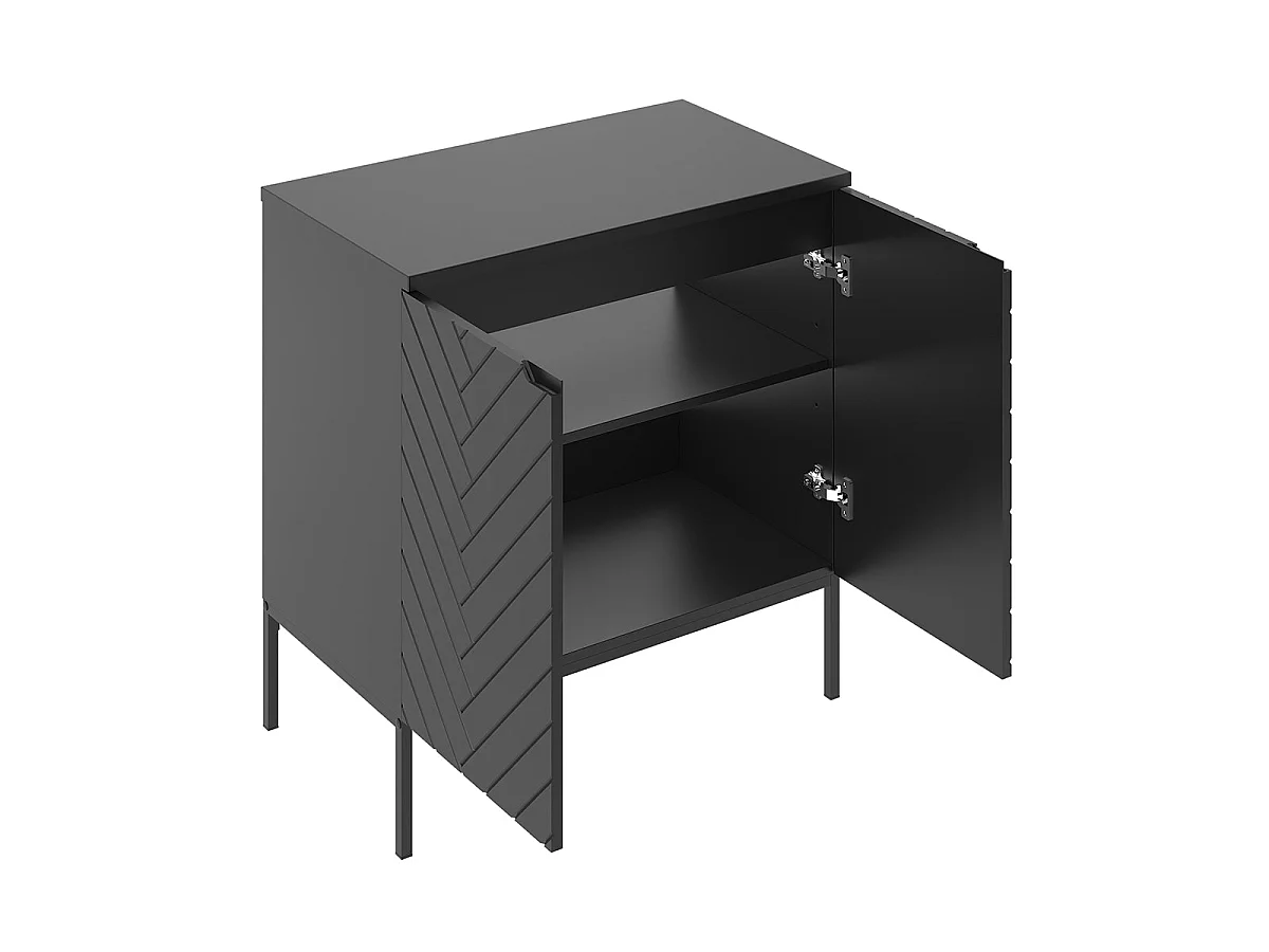 Meuble sous-vasque 80cm plan de toilette 2 portes sur pieds Daria Noir
