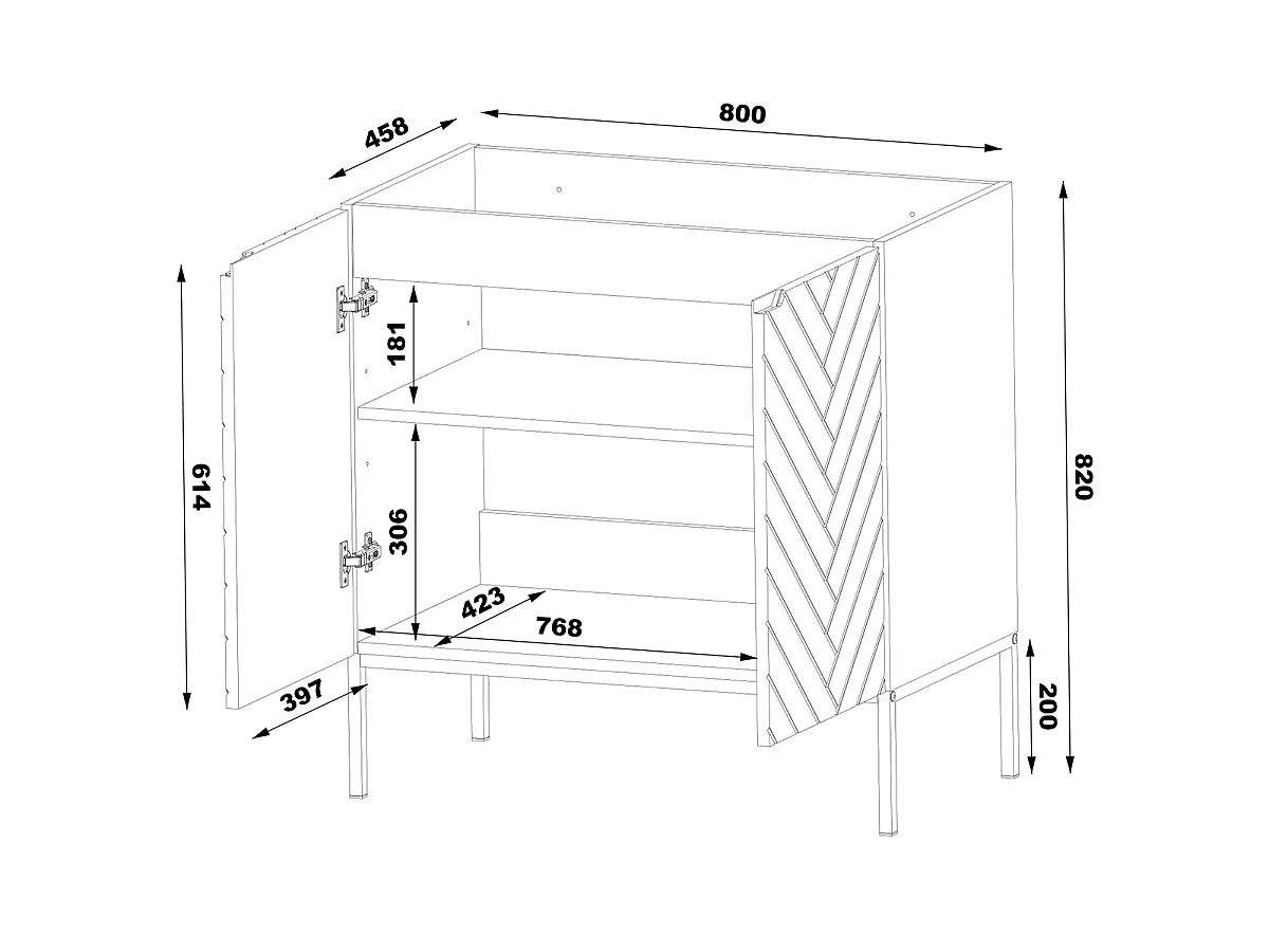 Mobile bagno senza lavabo Daria nero 80cm