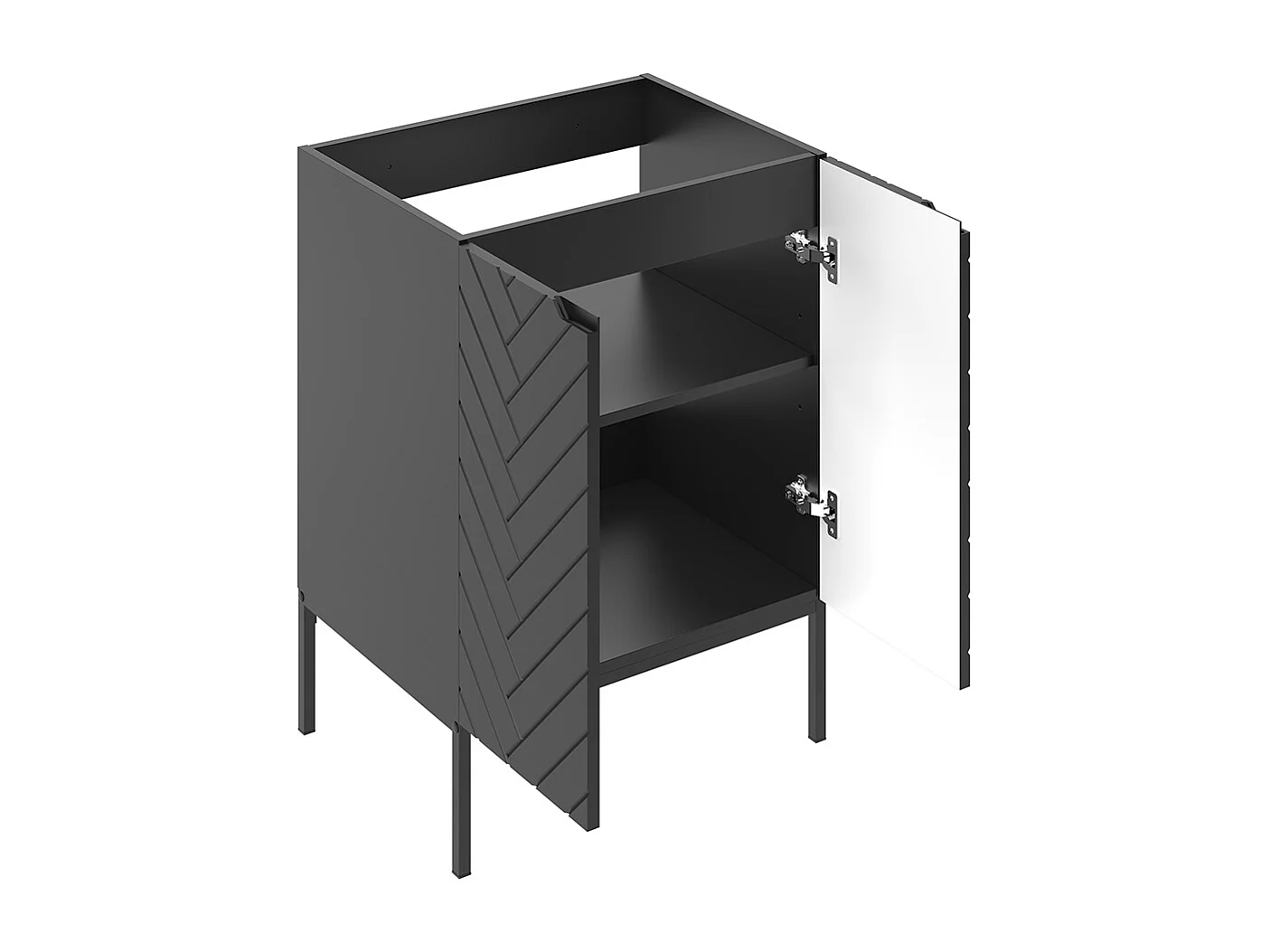 Meuble sous-vasque 60cm 2 portes sur pieds Daria Noir