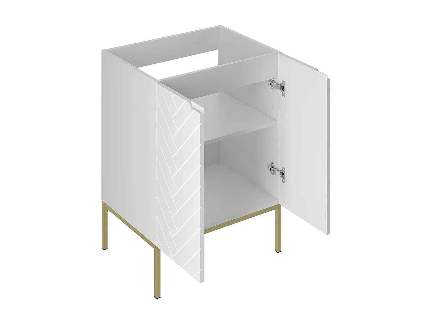 Meuble sous-vasque 60cm plan de toilette 2 portes sur pieds Daria Blanc