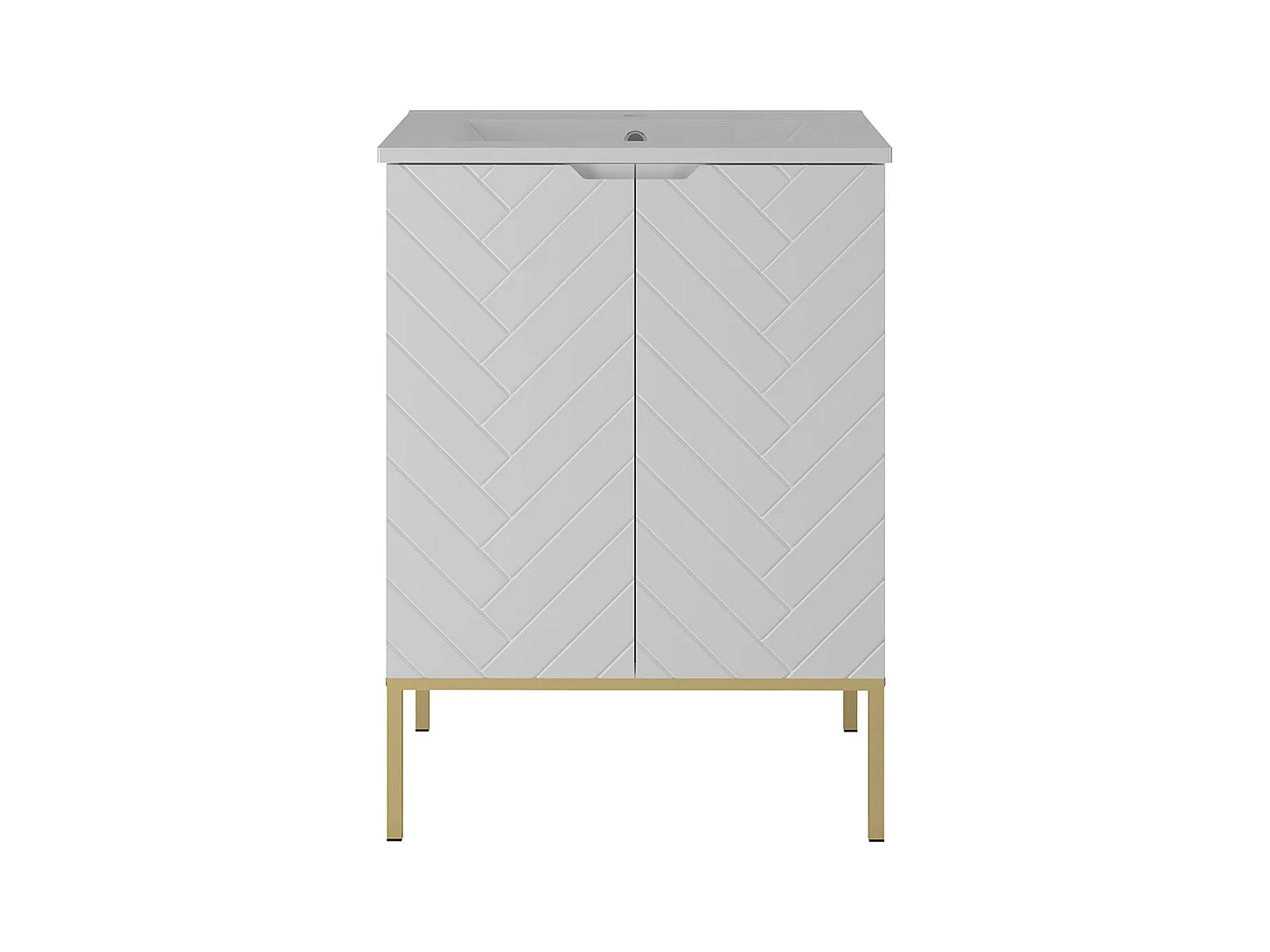 Meuble sous-vasque 60cm plan de toilette 2 portes sur pieds Daria Blanc