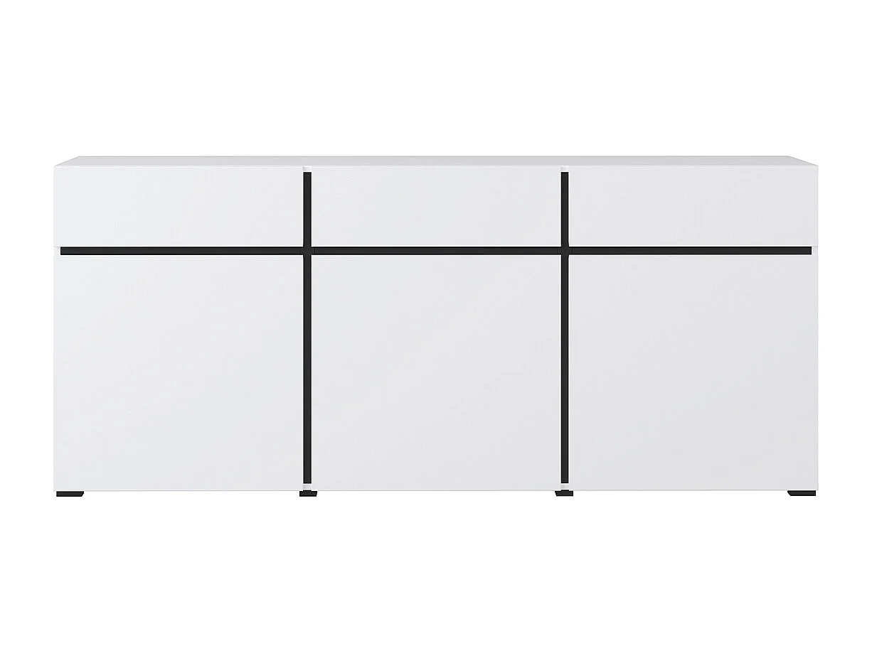 Komoda CROSS 3D3S 180cm biała/czarna