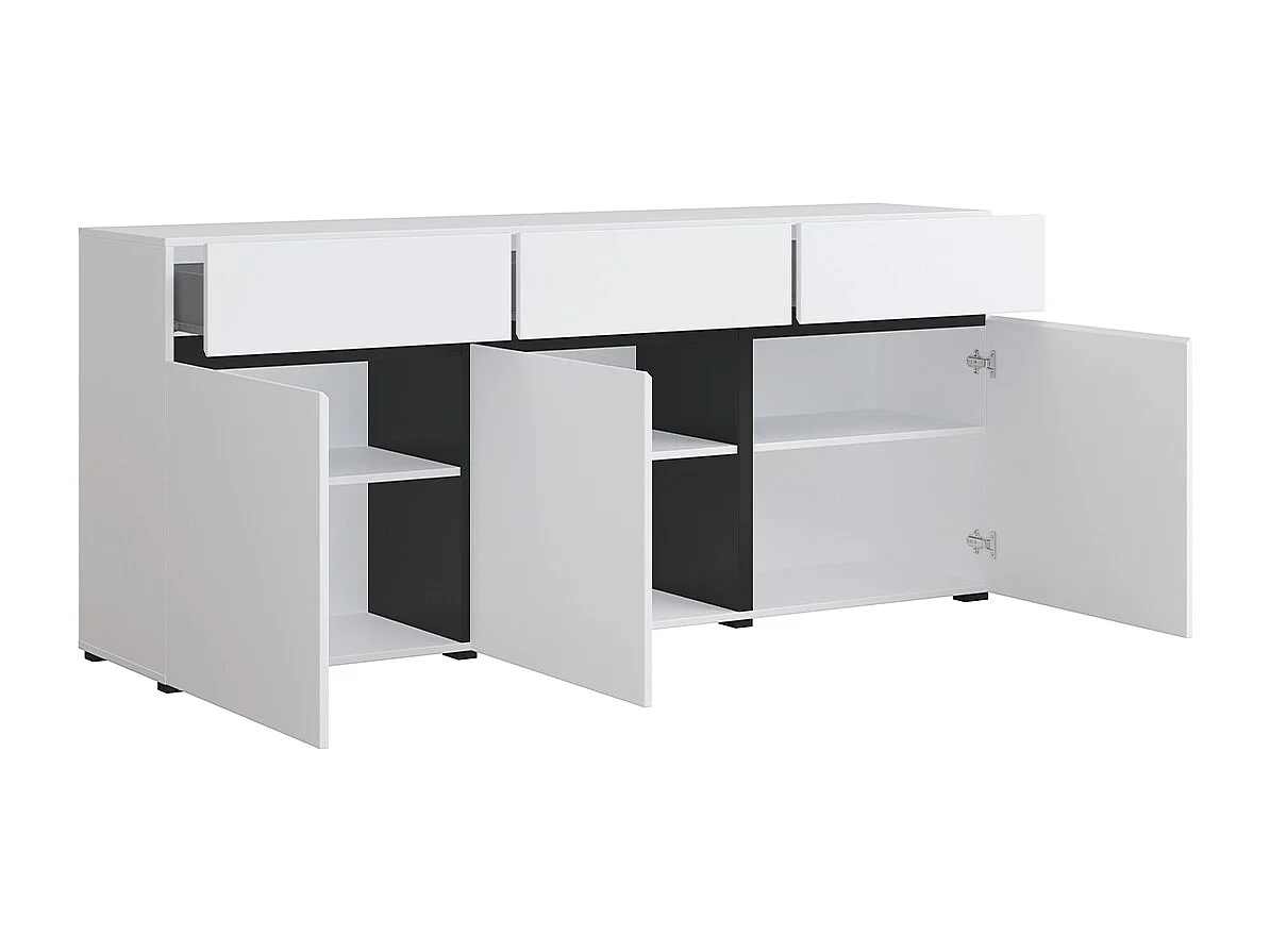 Komoda CROSS 3D3S 180cm biała/czarna
