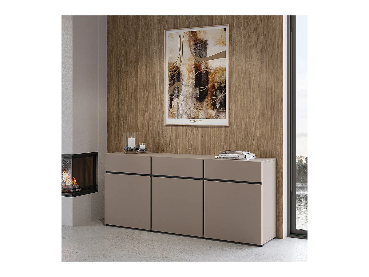 Lilia Taupe 3-deurs dressoir met 3 laden